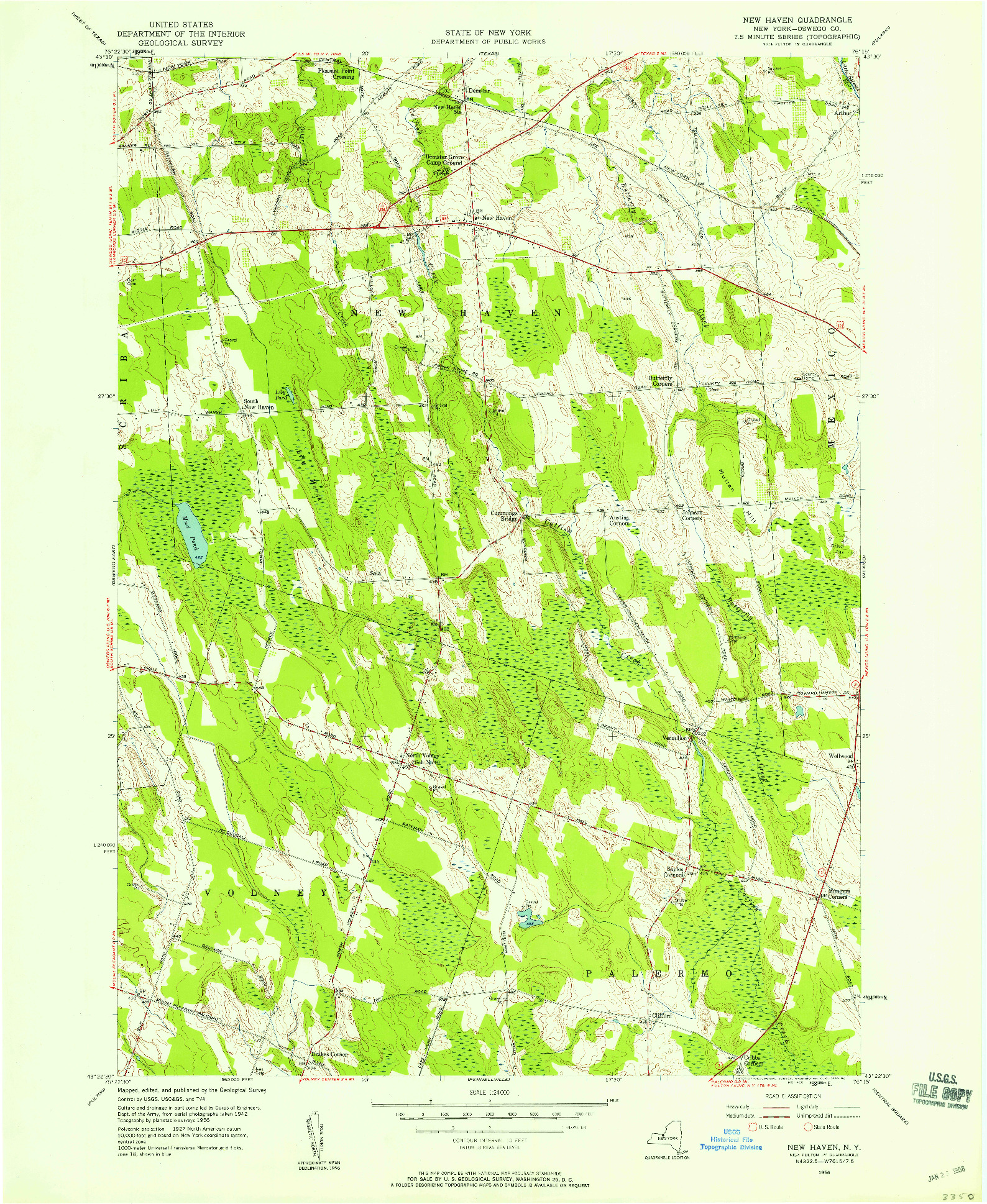 USGS 1:24000-SCALE QUADRANGLE FOR NEW HAVEN, NY 1956