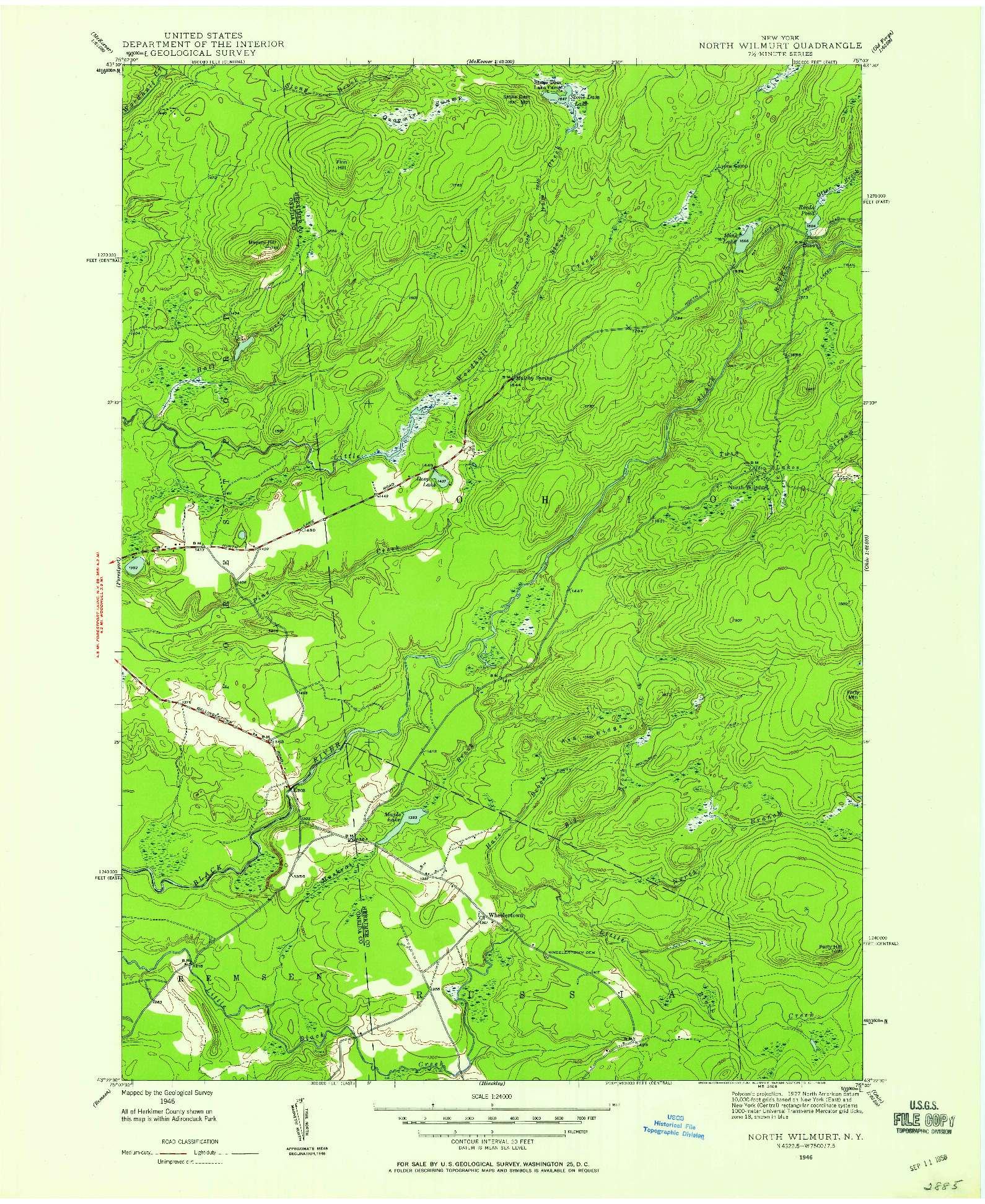 USGS 1:24000-SCALE QUADRANGLE FOR NORTH WILMURT, NY 1946