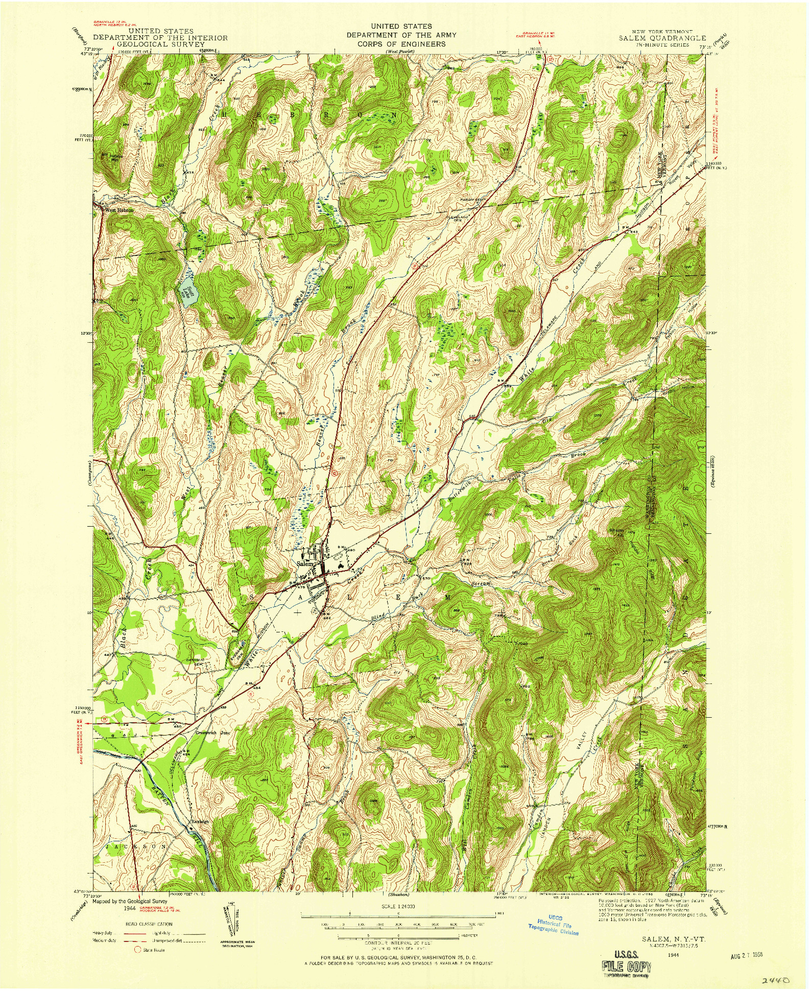 USGS 1:24000-SCALE QUADRANGLE FOR SALEM, NY 1944