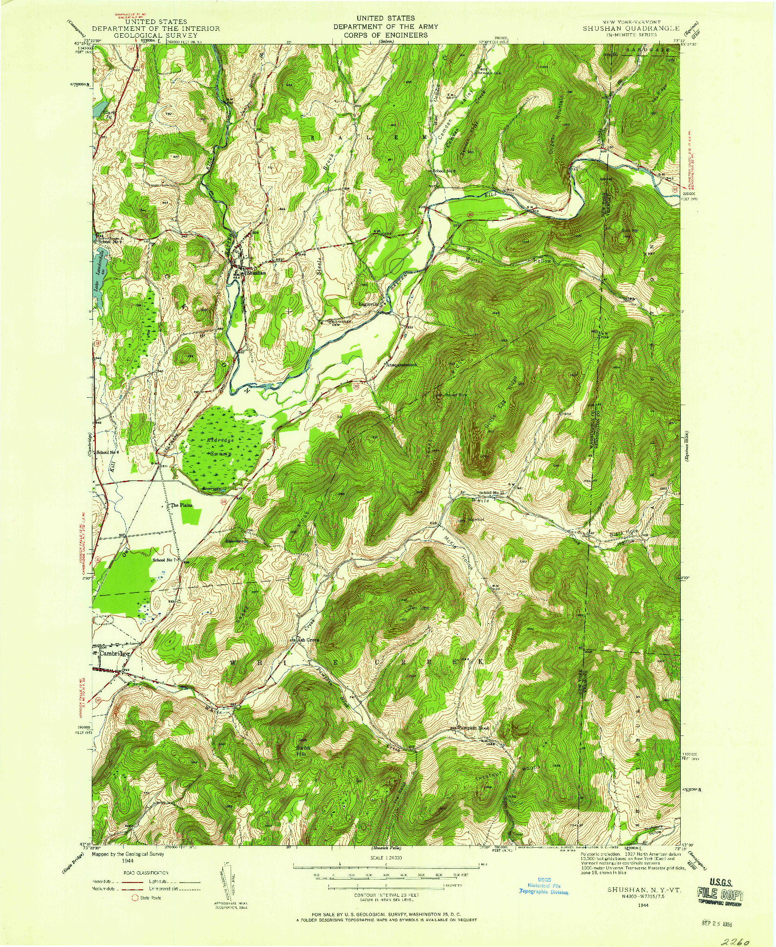 USGS 1:24000-SCALE QUADRANGLE FOR SHUSHAN, NY 1944