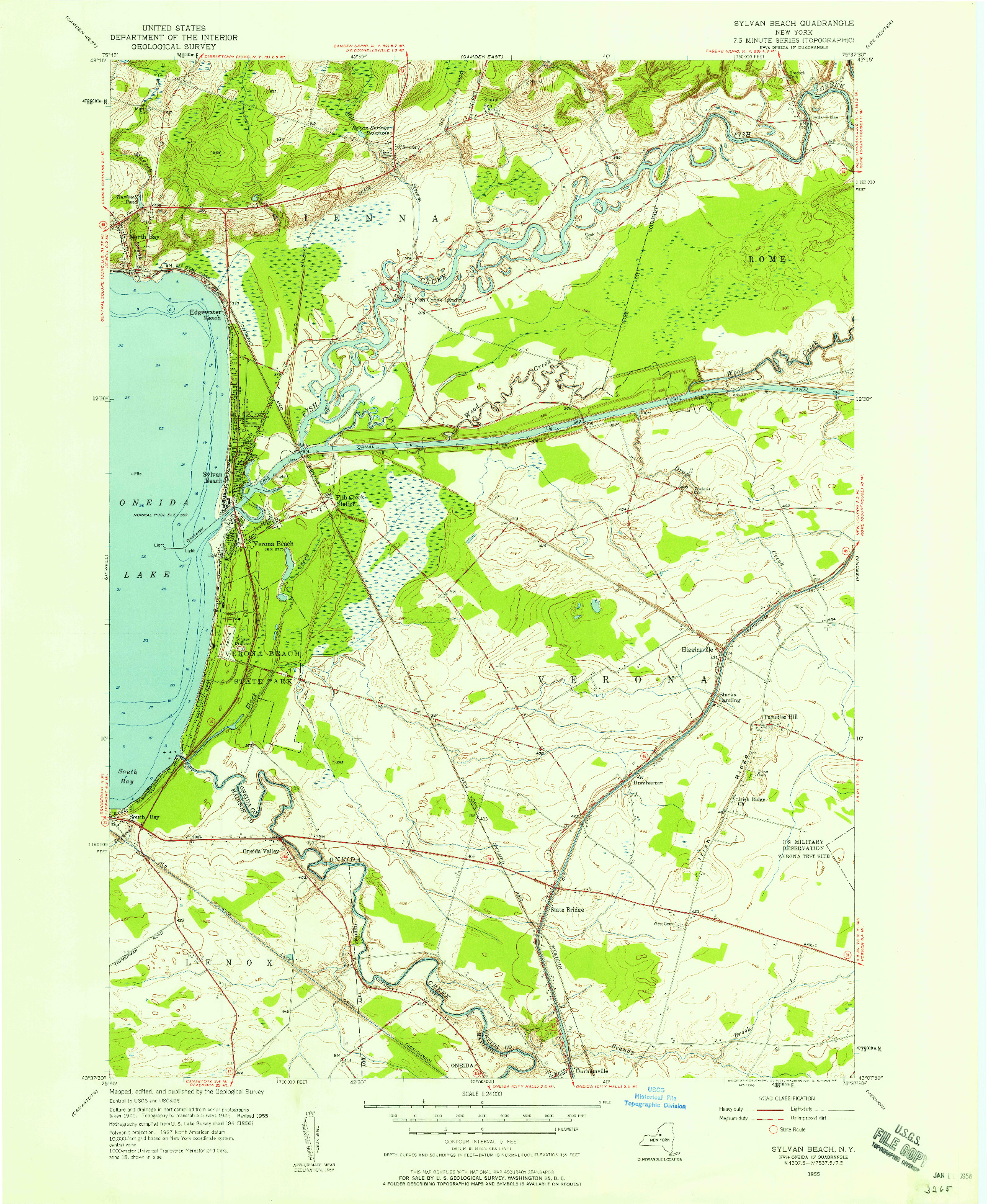 USGS 1:24000-SCALE QUADRANGLE FOR SYLVAN BEACH, NY 1955