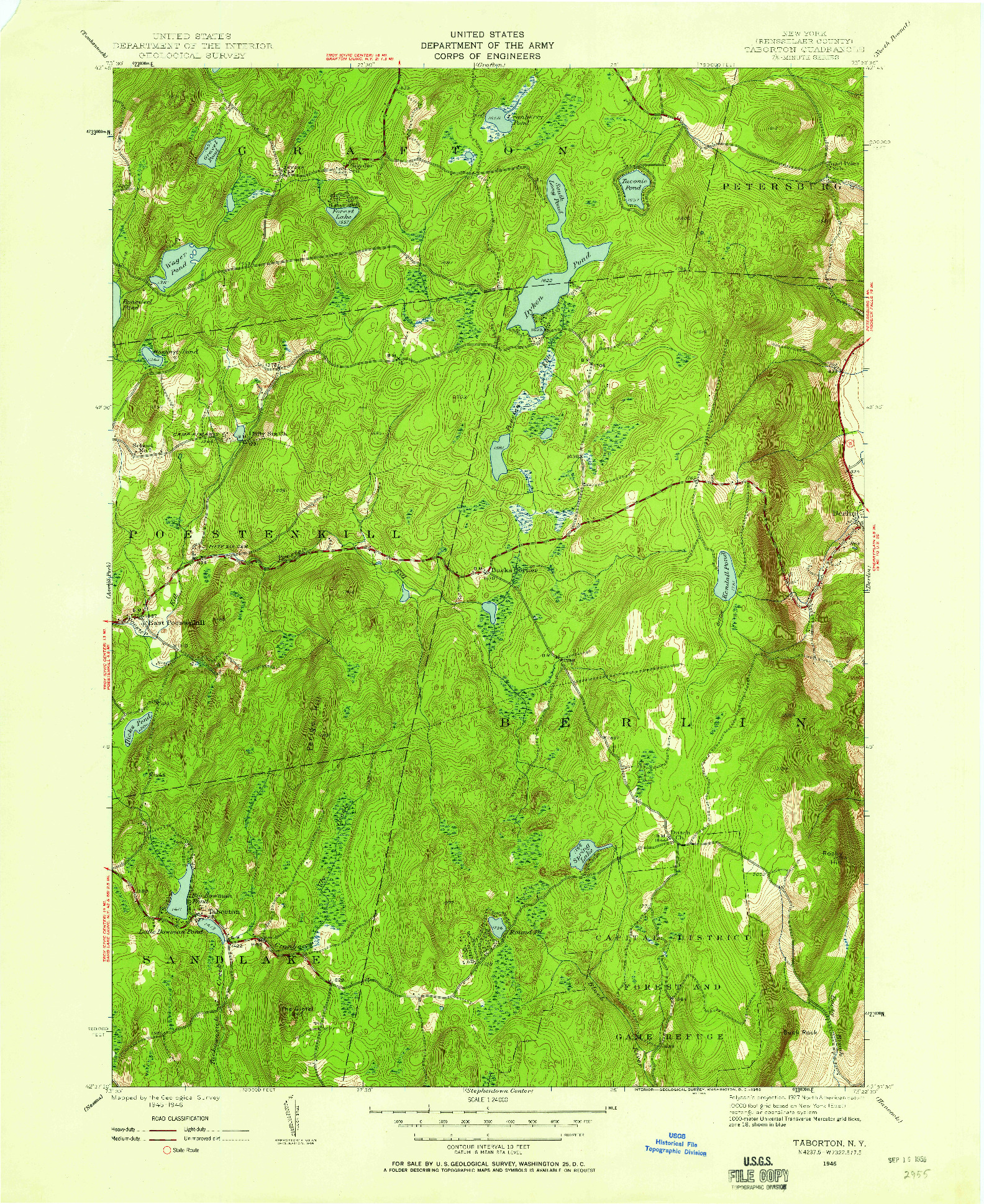 USGS 1:24000-SCALE QUADRANGLE FOR TABORTON, NY 1946