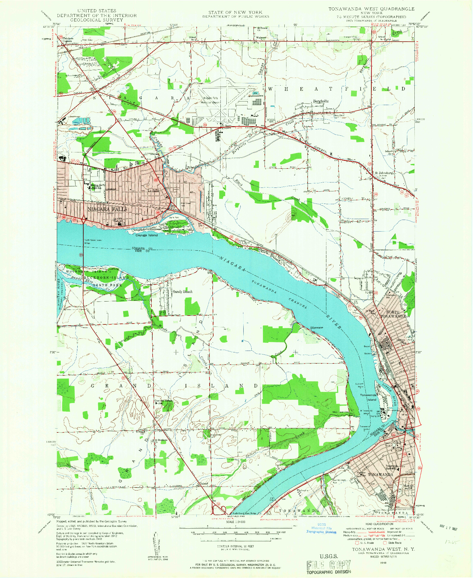 USGS 1:24000-SCALE QUADRANGLE FOR TONAWANDA WEST, NY 1948