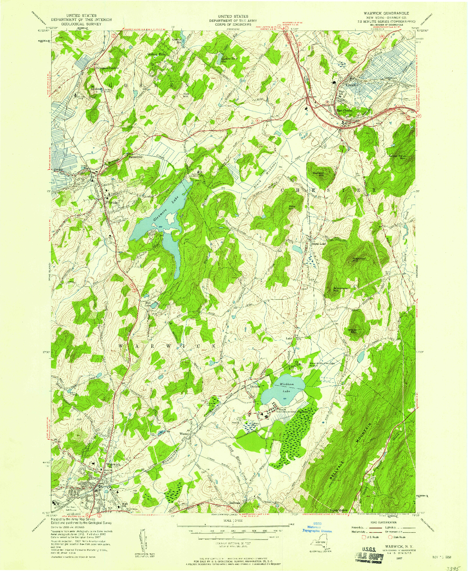 USGS 1:24000-SCALE QUADRANGLE FOR WARWICK, NY 1957