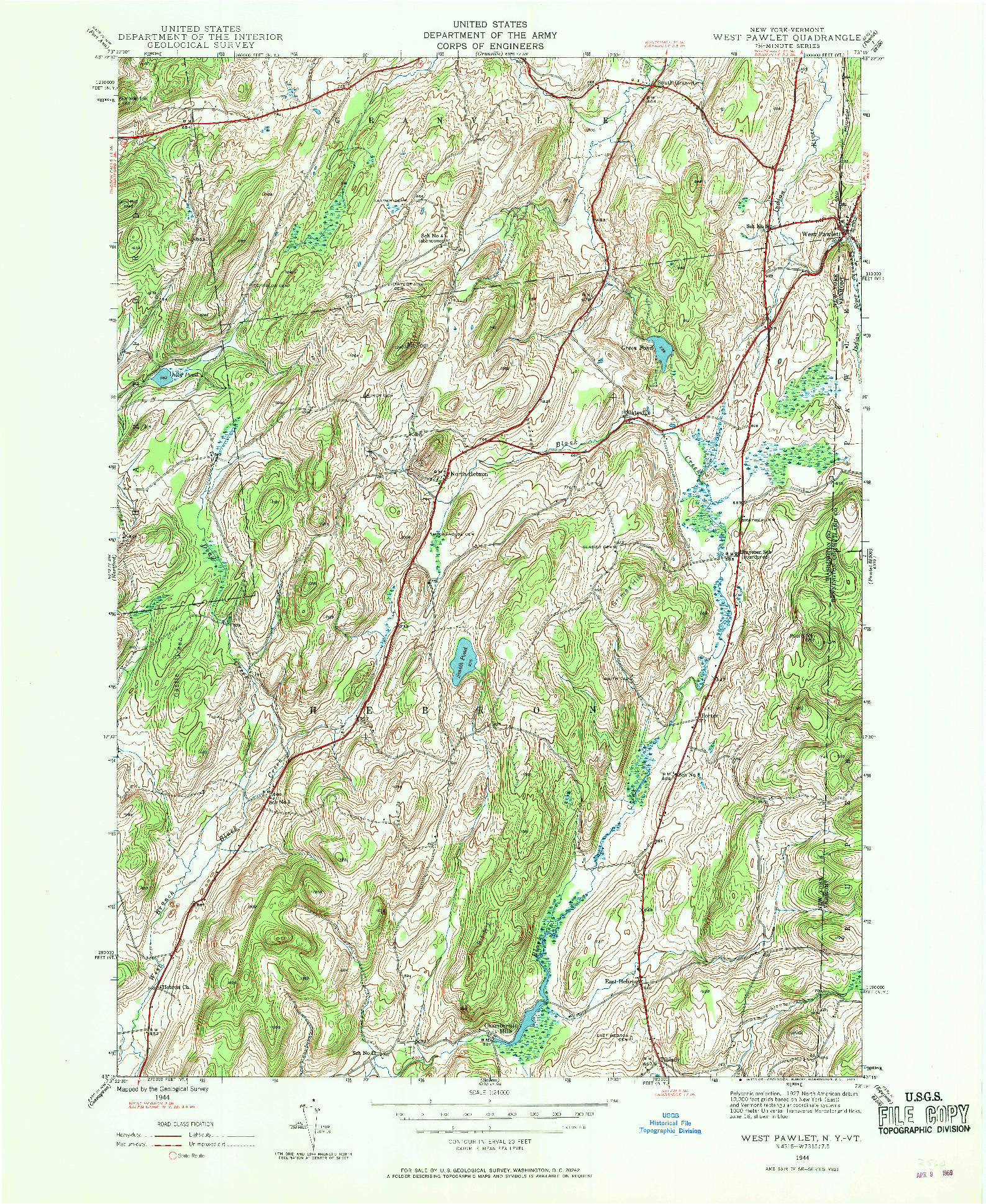 USGS 1:24000-SCALE QUADRANGLE FOR WEST PAWLET, NY 1944