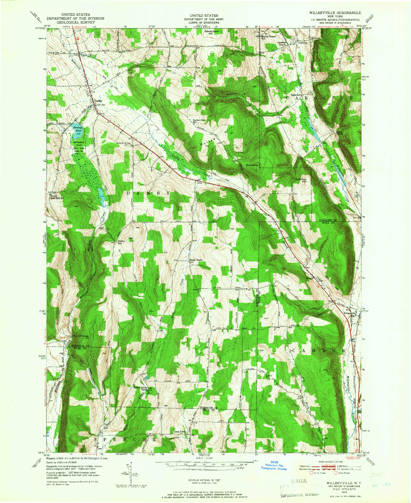 USGS 1:24000-SCALE QUADRANGLE FOR WILLSEYVILLE, NY 1949