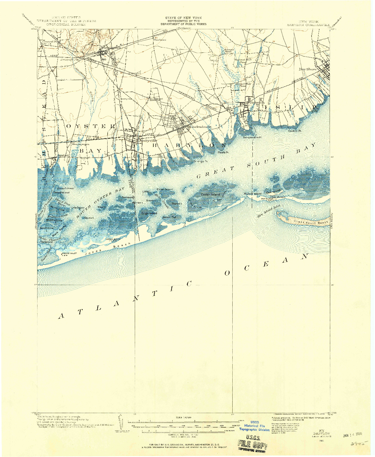 USGS 1:62500-SCALE QUADRANGLE FOR BABYLON, NY 1901