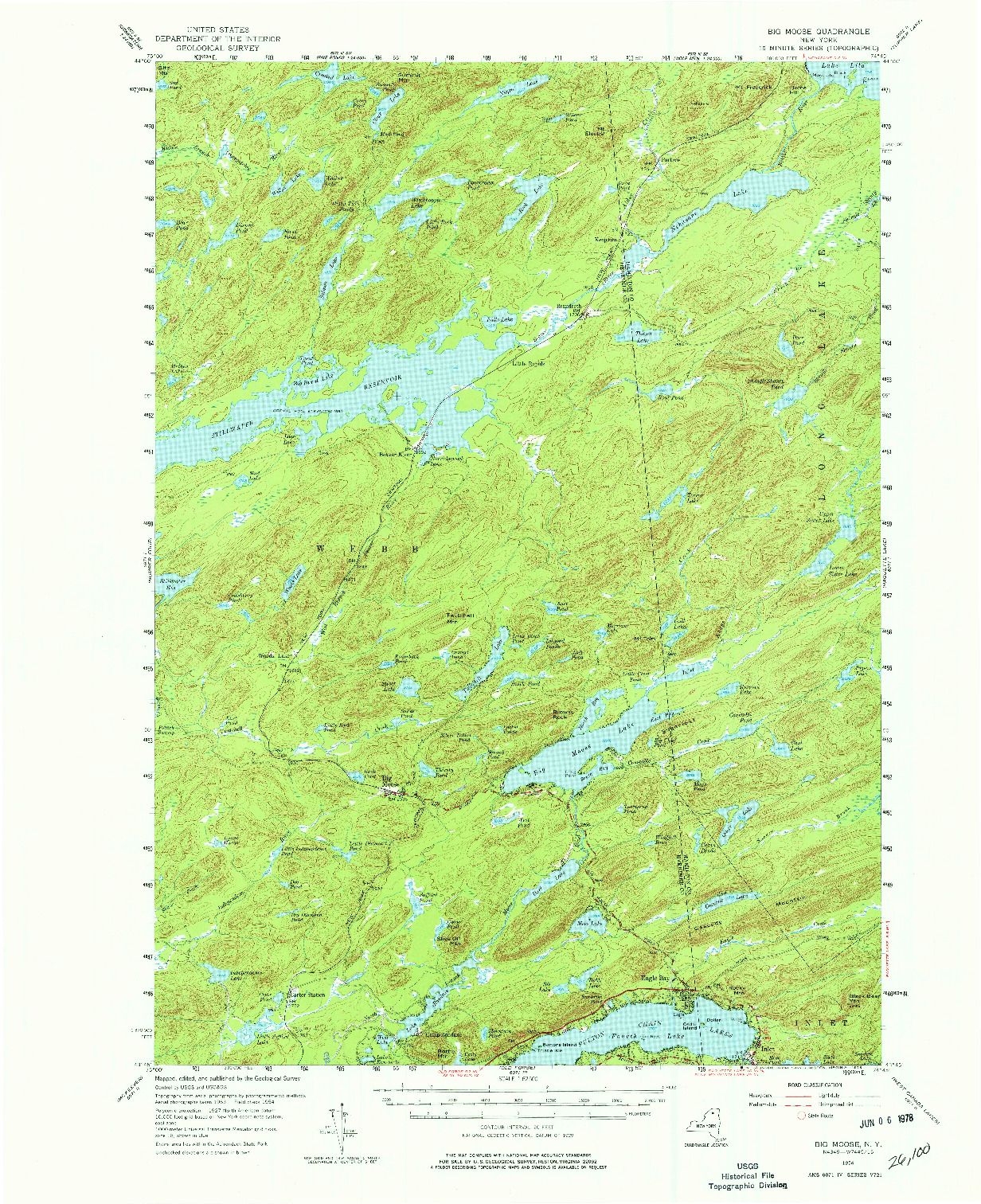 USGS 1:62500-SCALE QUADRANGLE FOR BIG MOOSE, NY 1954