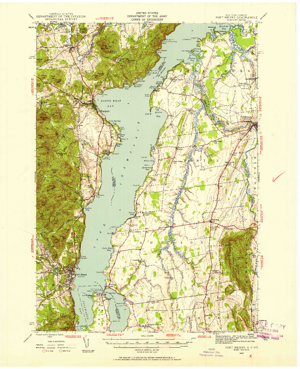 USGS 1:62500-SCALE QUADRANGLE FOR PORT HENRY, NY 1945