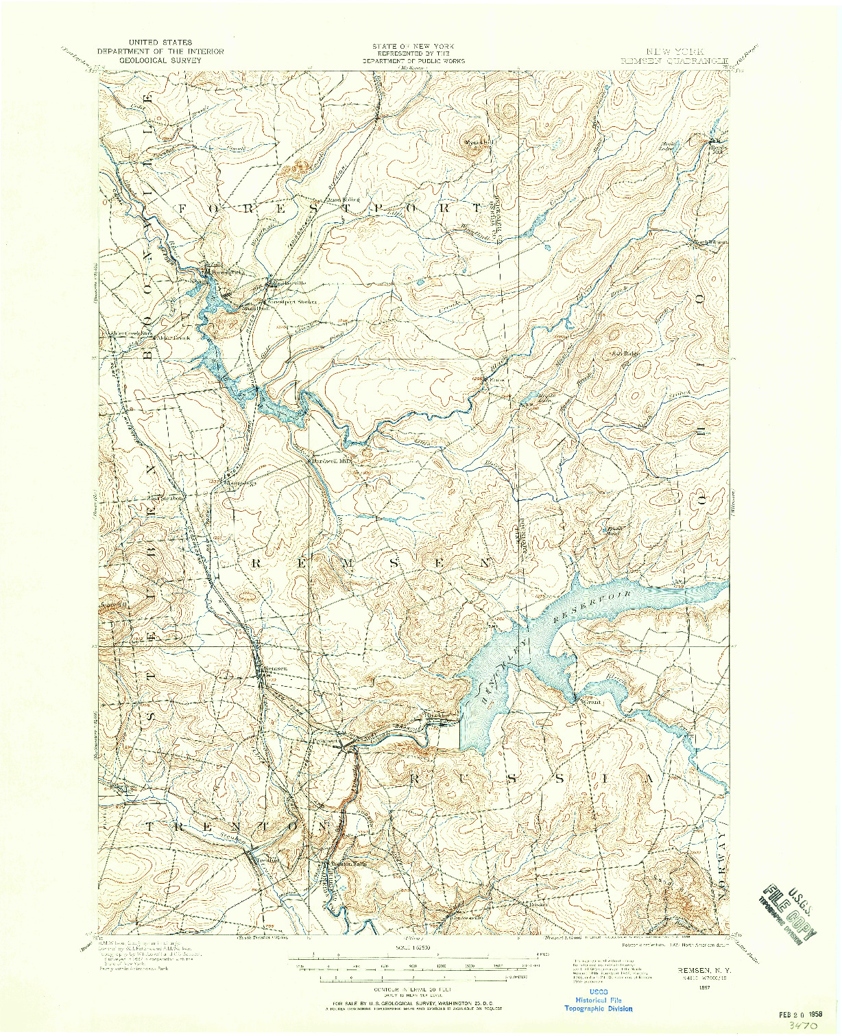 USGS 1:62500-SCALE QUADRANGLE FOR REMSEN, NY 1897