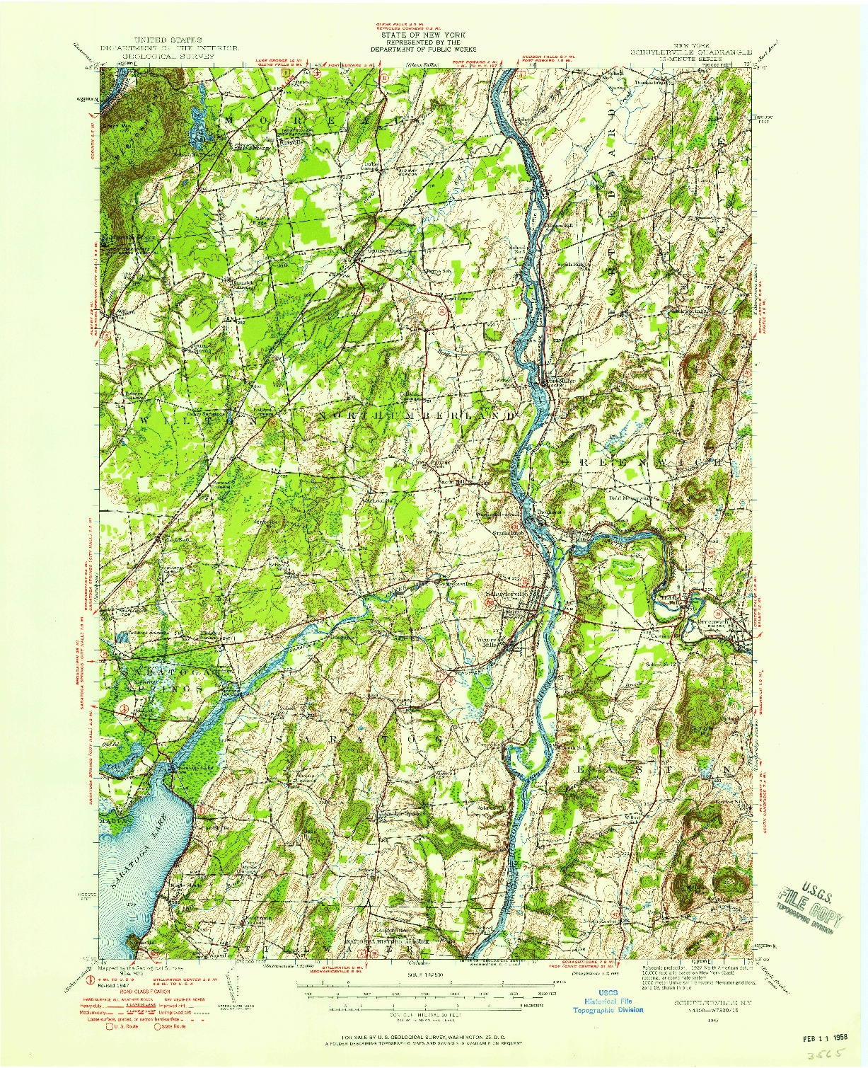 USGS 1:62500-SCALE QUADRANGLE FOR SCHUYLERVILLE, NY 1947