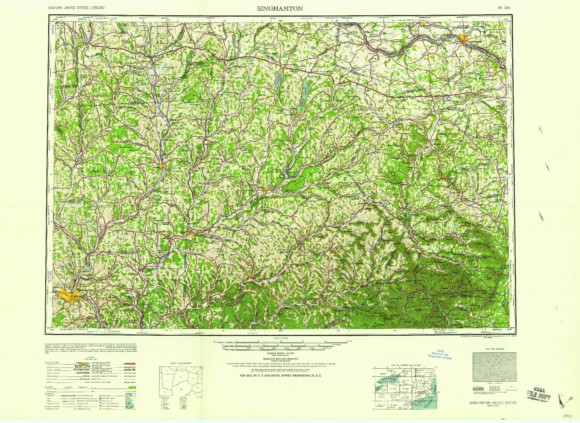 USGS 1:250000-SCALE QUADRANGLE FOR BINGHAMTON, NY 1958