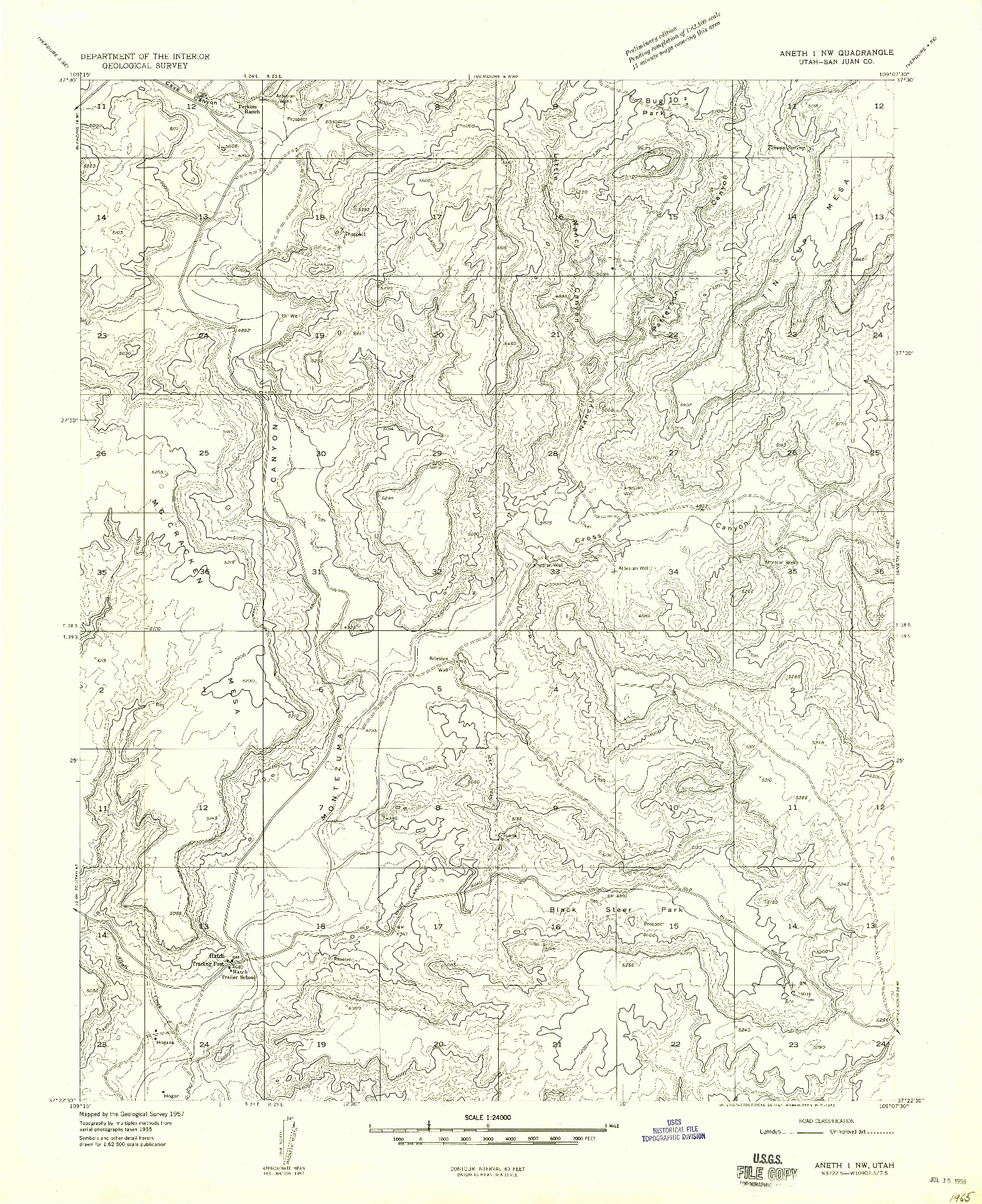 USGS 1:24000-SCALE QUADRANGLE FOR ANETH 1 NW, UT 1957