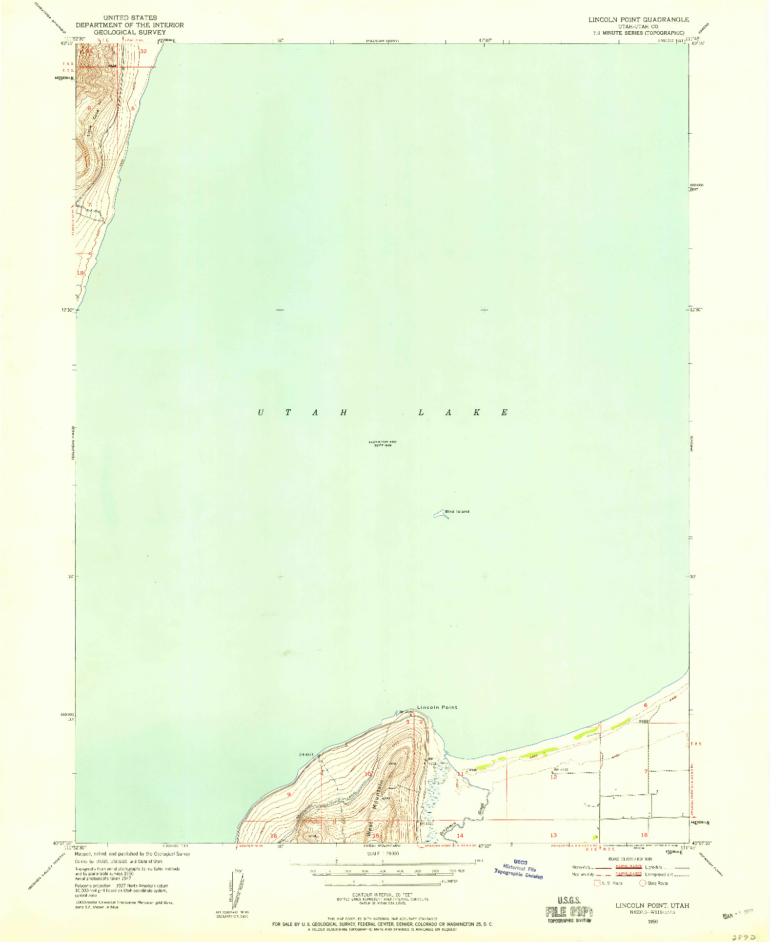 USGS 1:24000-SCALE QUADRANGLE FOR LINCOLN POINT, UT 1950