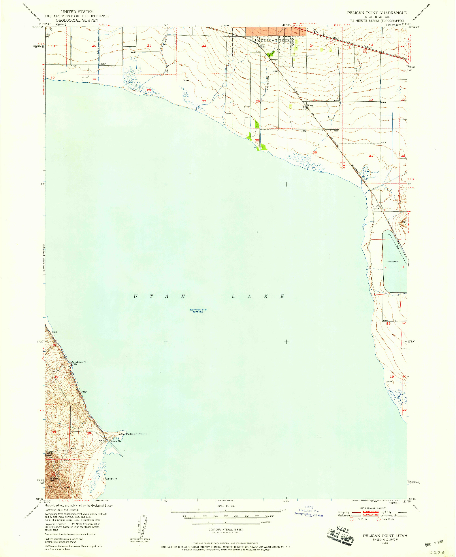 USGS 1:24000-SCALE QUADRANGLE FOR PELICAN POINT, UT 1950