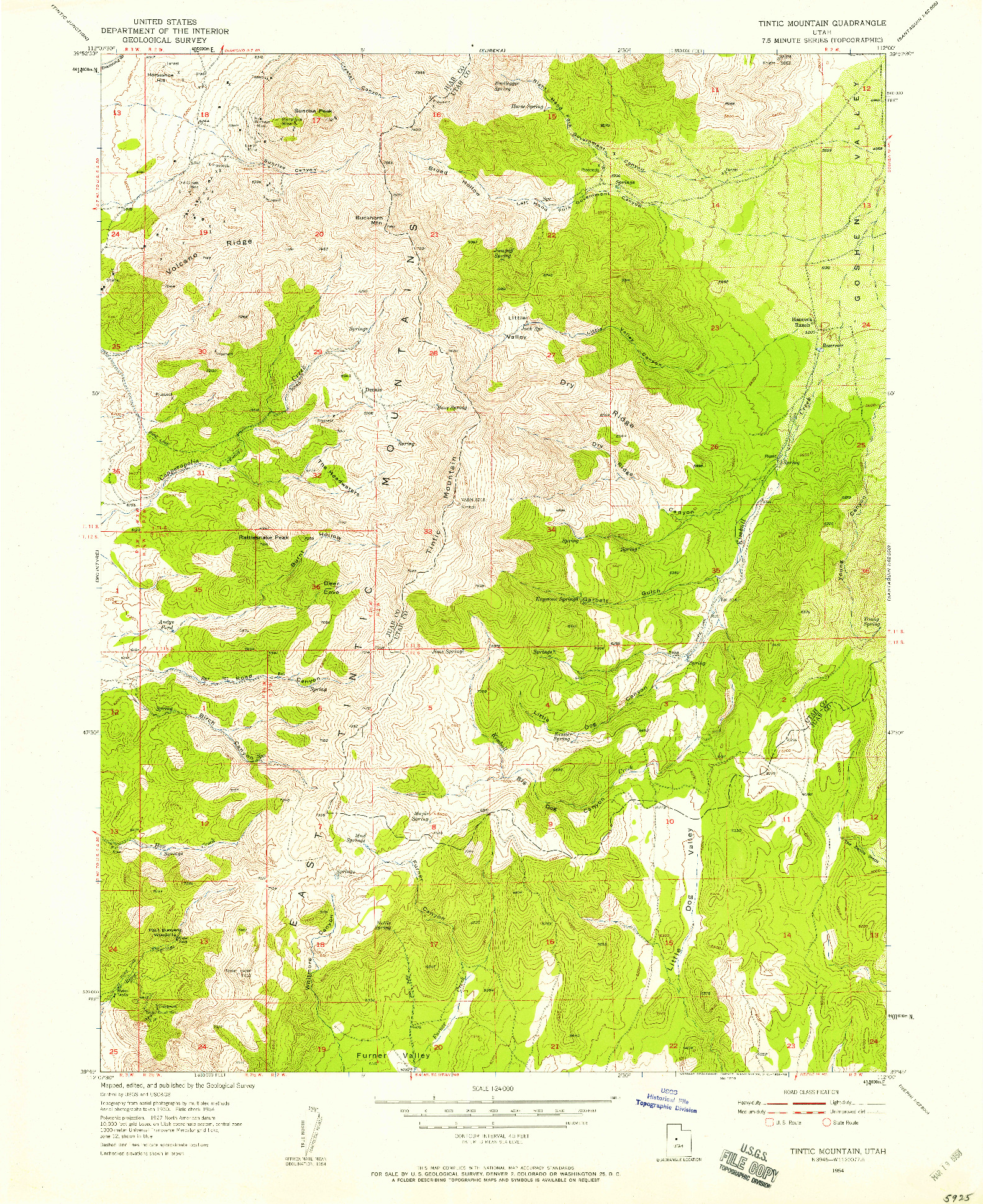 USGS 1:24000-SCALE QUADRANGLE FOR TINTIC MOUNTAIN, UT 1954