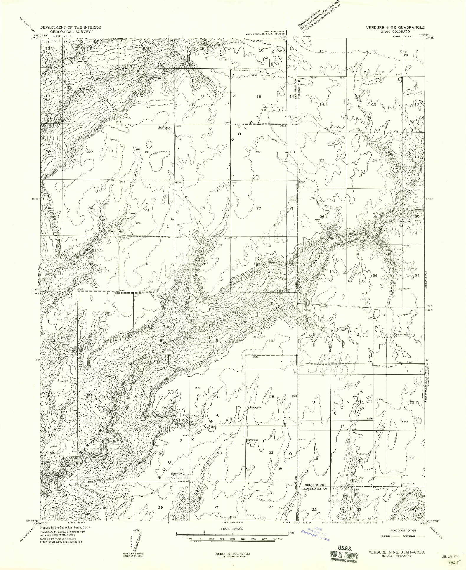 USGS 1:24000-SCALE QUADRANGLE FOR VERDURE 4 NE, UT 1958