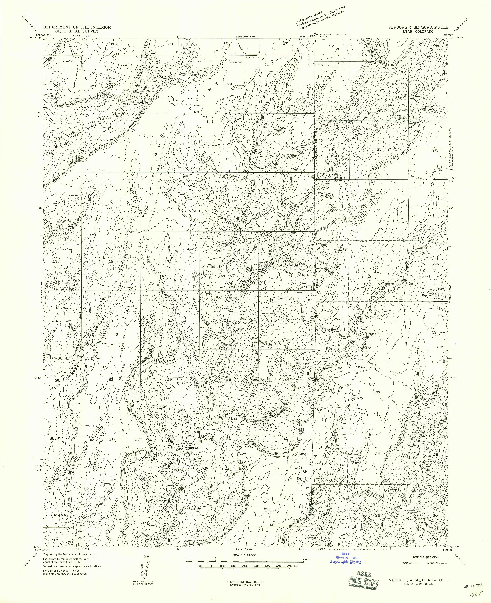 USGS 1:24000-SCALE QUADRANGLE FOR VERDURE 4 SE, UT 1958