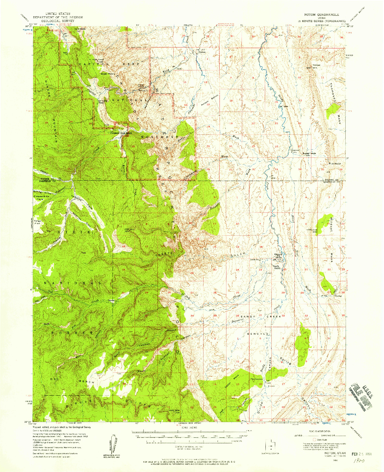 USGS 1:62500-SCALE QUADRANGLE FOR NOTOM, UT 1952