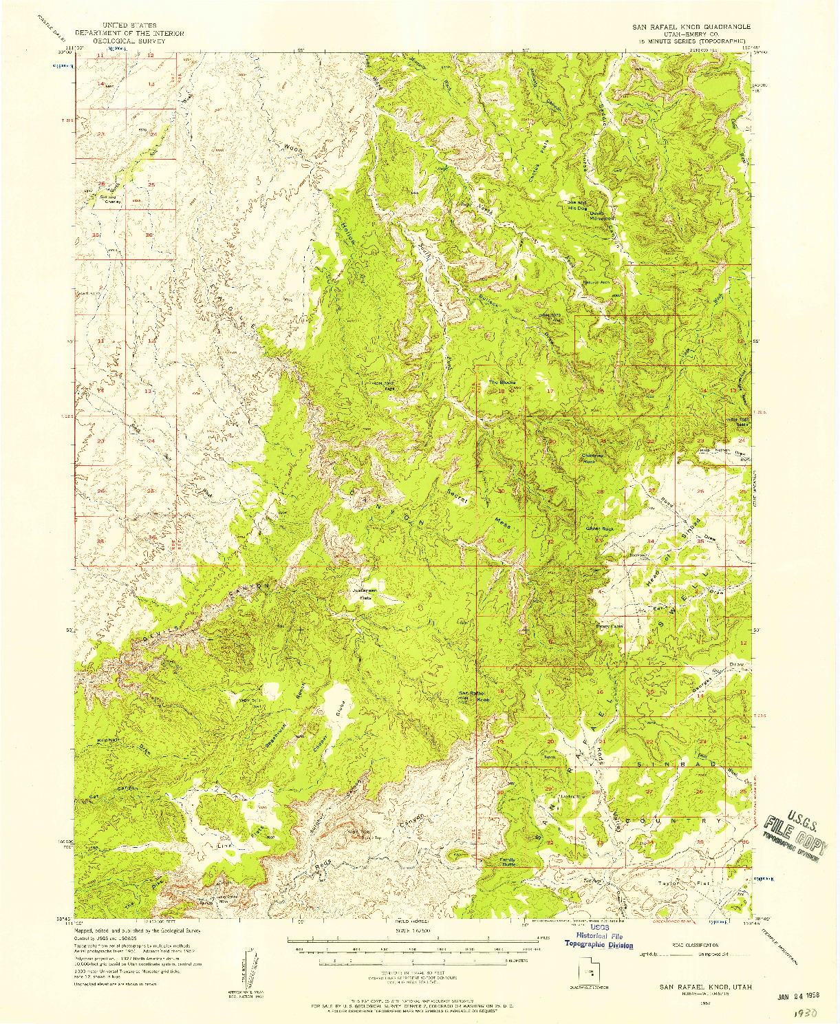 USGS 1:62500-SCALE QUADRANGLE FOR SAN RAFAEL KNOB, UT 1952
