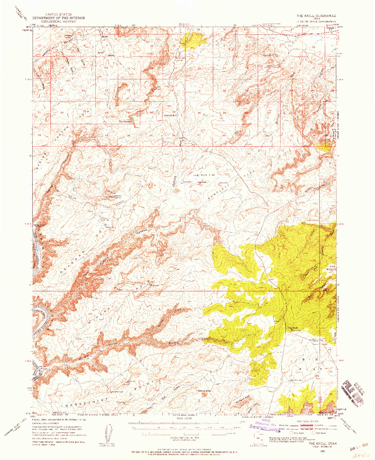 USGS 1:62500-SCALE QUADRANGLE FOR THE KNOLL, UT 1951