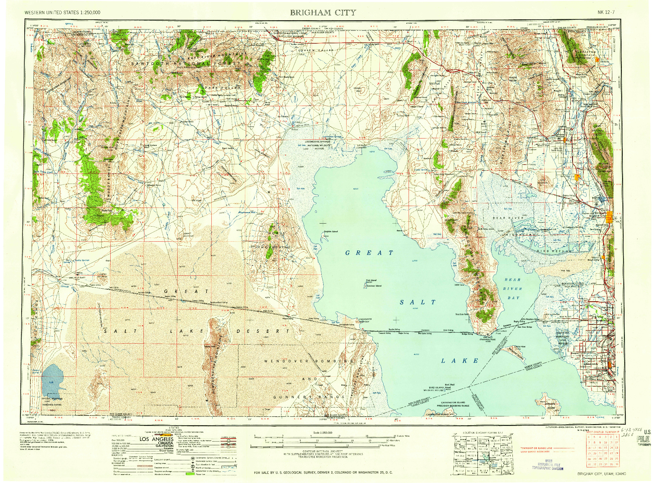 USGS 1:250000-SCALE QUADRANGLE FOR BRIGHAM CITY, UT 1958