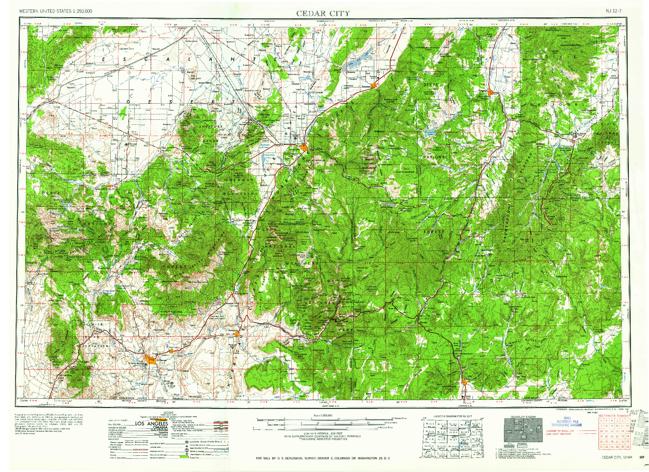 USGS 1:250000-SCALE QUADRANGLE FOR CEDAR CITY, UT 1958