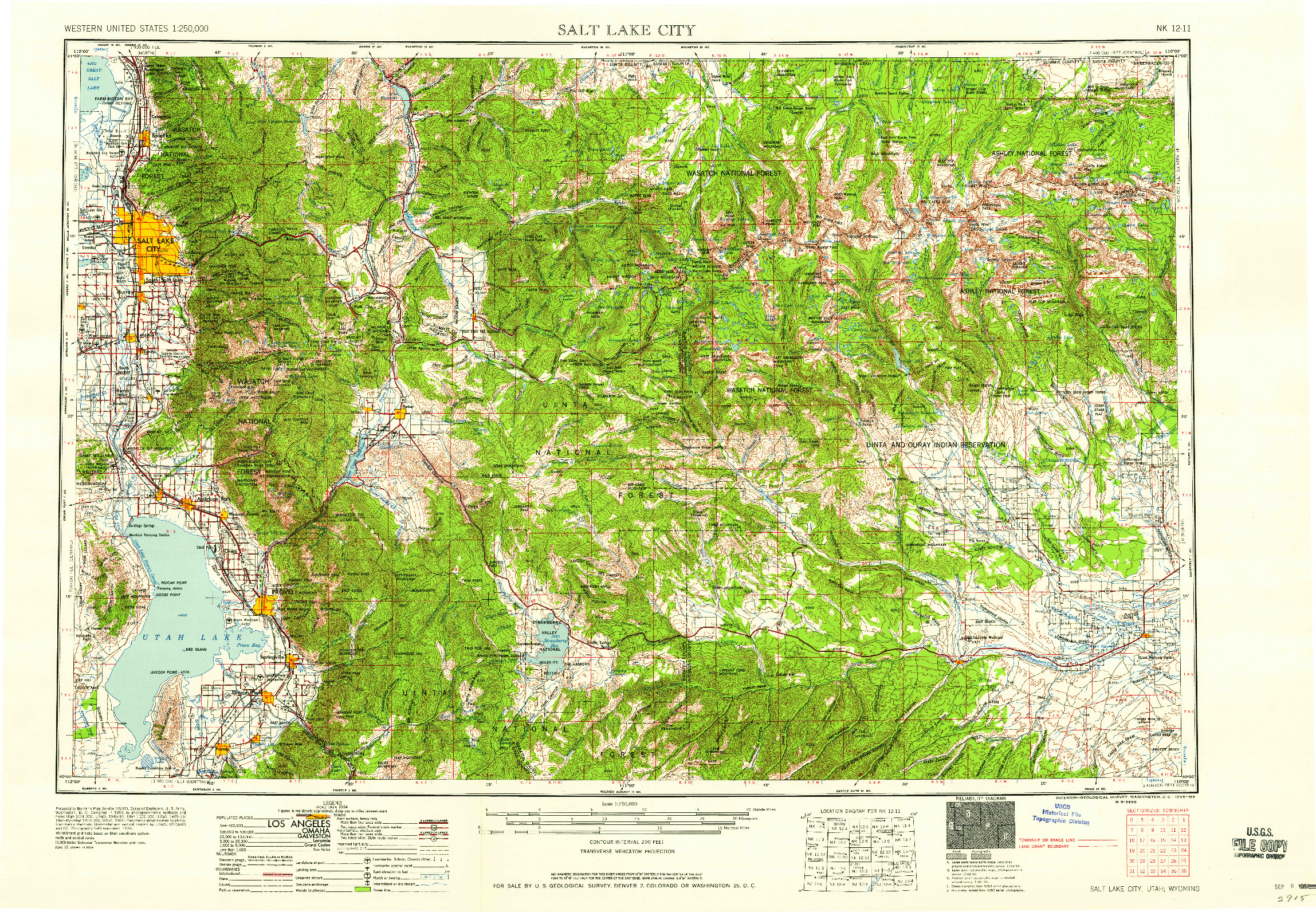 USGS 1:250000-SCALE QUADRANGLE FOR SALT LAKE CITY, UT 1958