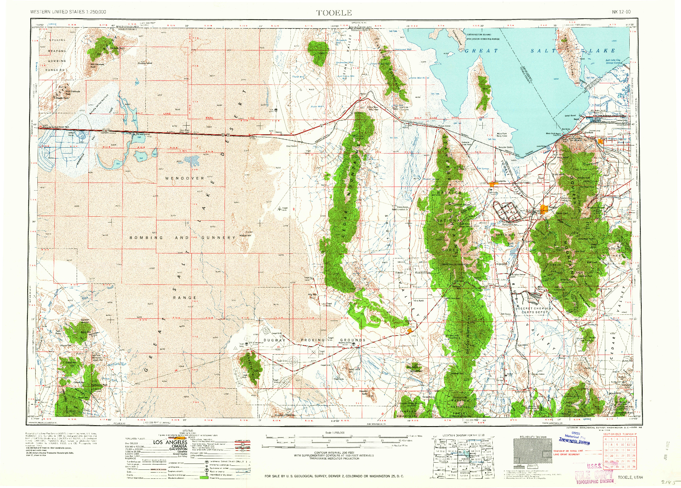 USGS 1:250000-SCALE QUADRANGLE FOR TOOELE, UT 1955