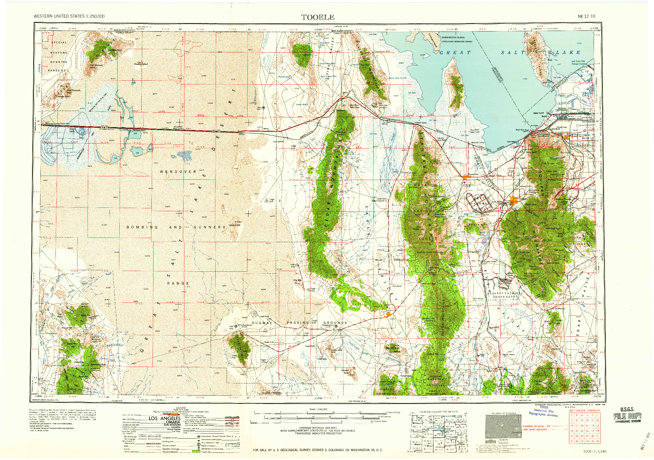USGS 1:250000-SCALE QUADRANGLE FOR TOOELE, UT 1955