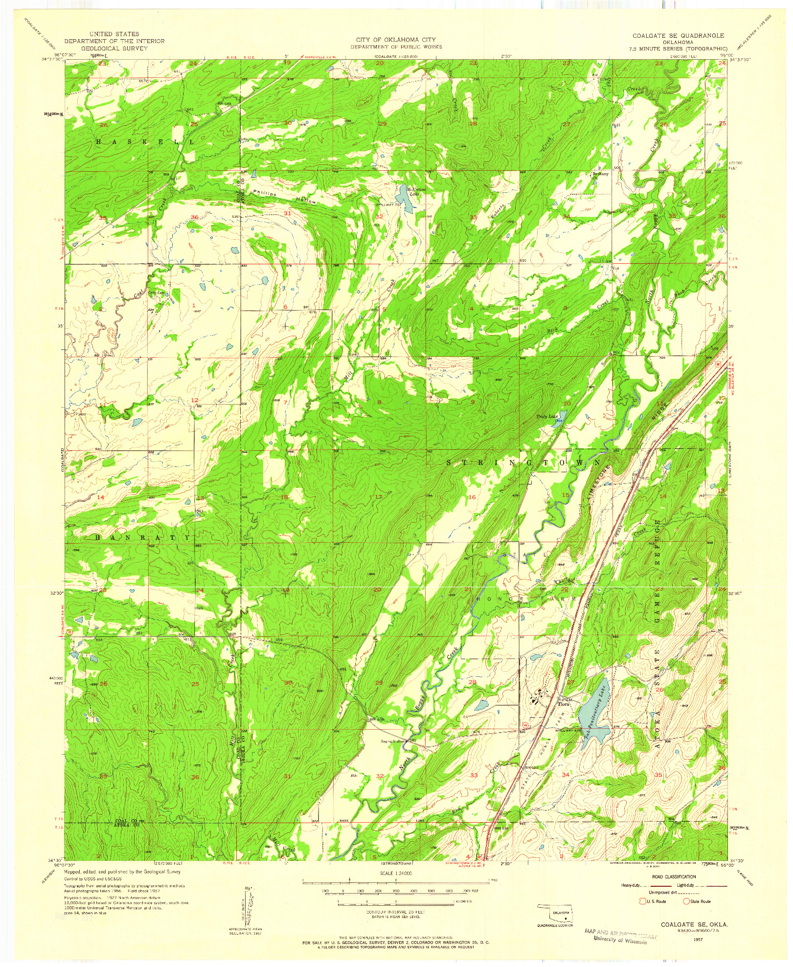 USGS 1:24000-SCALE QUADRANGLE FOR COALGATE SE, OK 1957