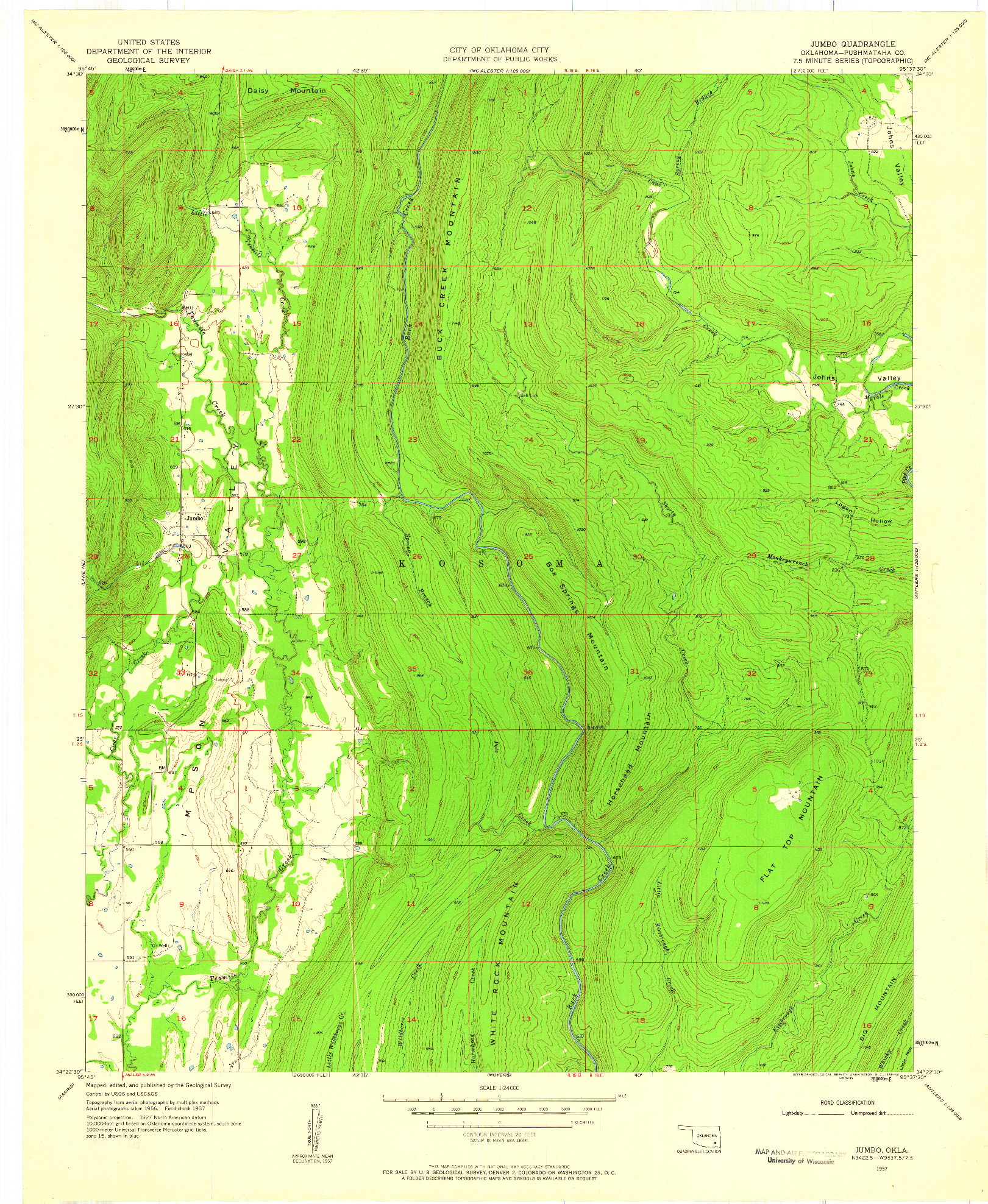 USGS 1:24000-SCALE QUADRANGLE FOR JUMBO, OK 1957