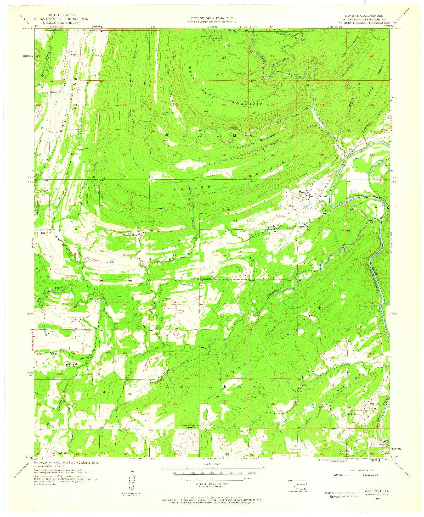 USGS 1:24000-SCALE QUADRANGLE FOR MOYERS, OK 1957