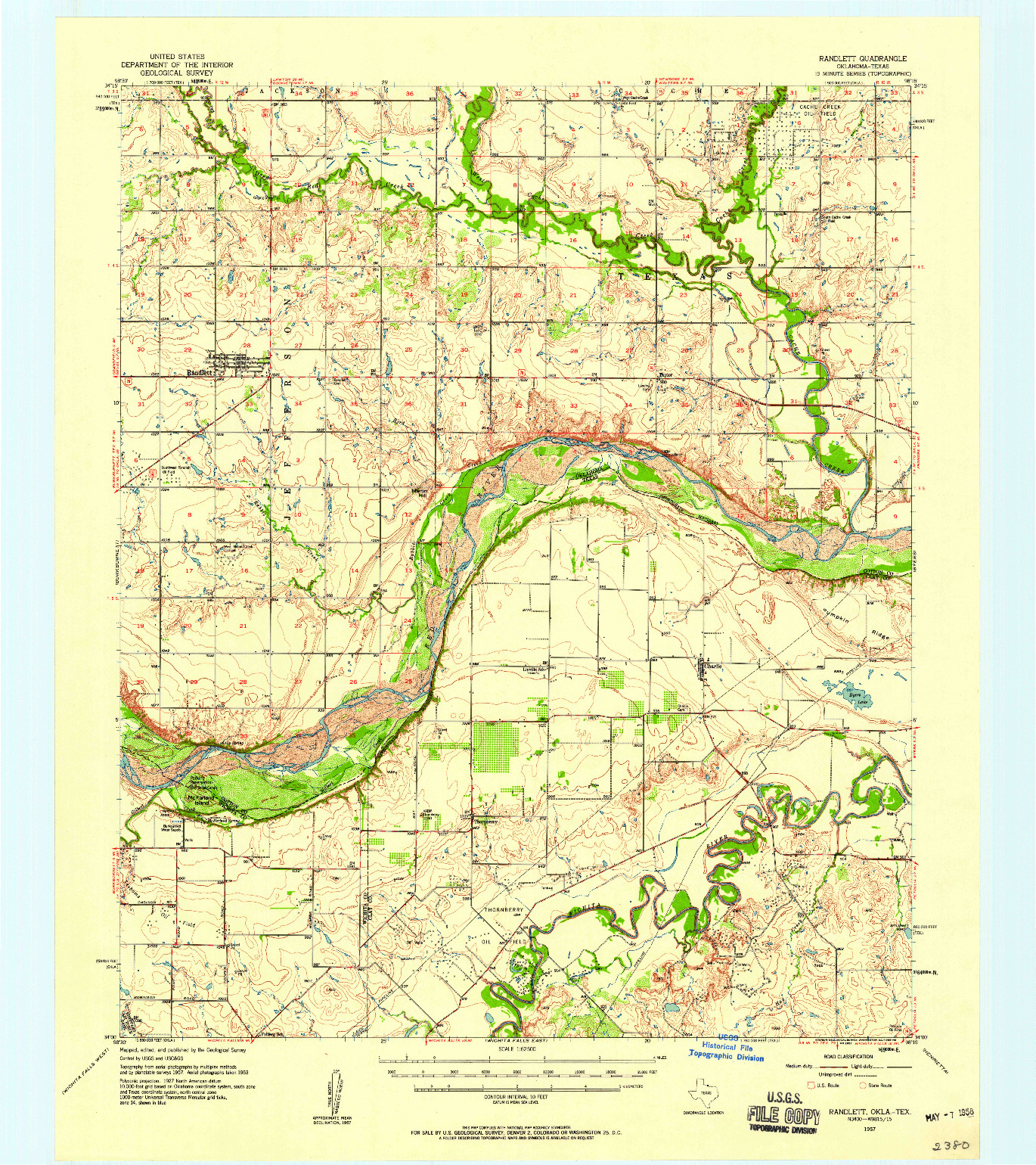 USGS 1:62500-SCALE QUADRANGLE FOR RANDLETT, OK 1957