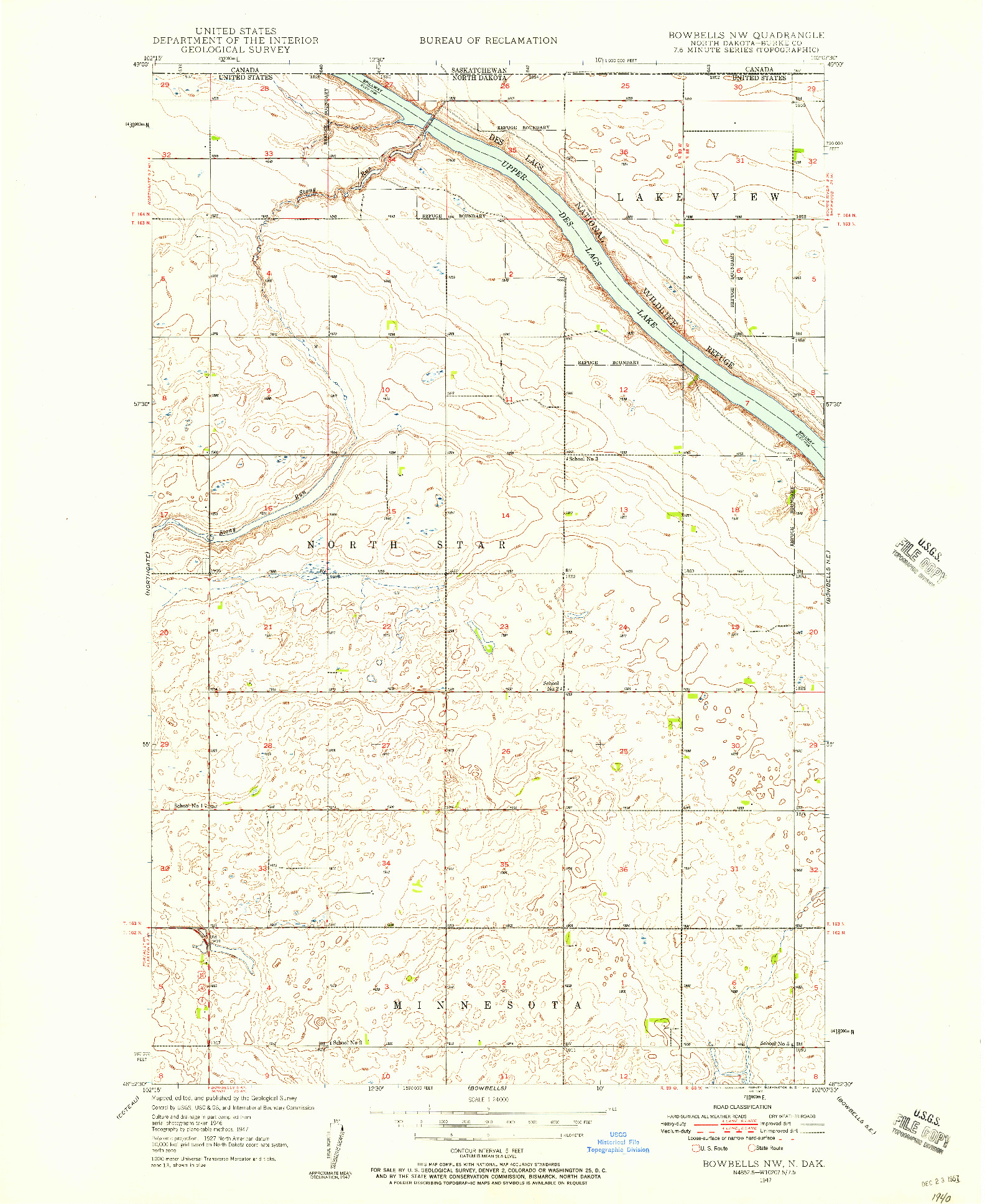 USGS 1:24000-SCALE QUADRANGLE FOR BOWBELLS NW, ND 1947