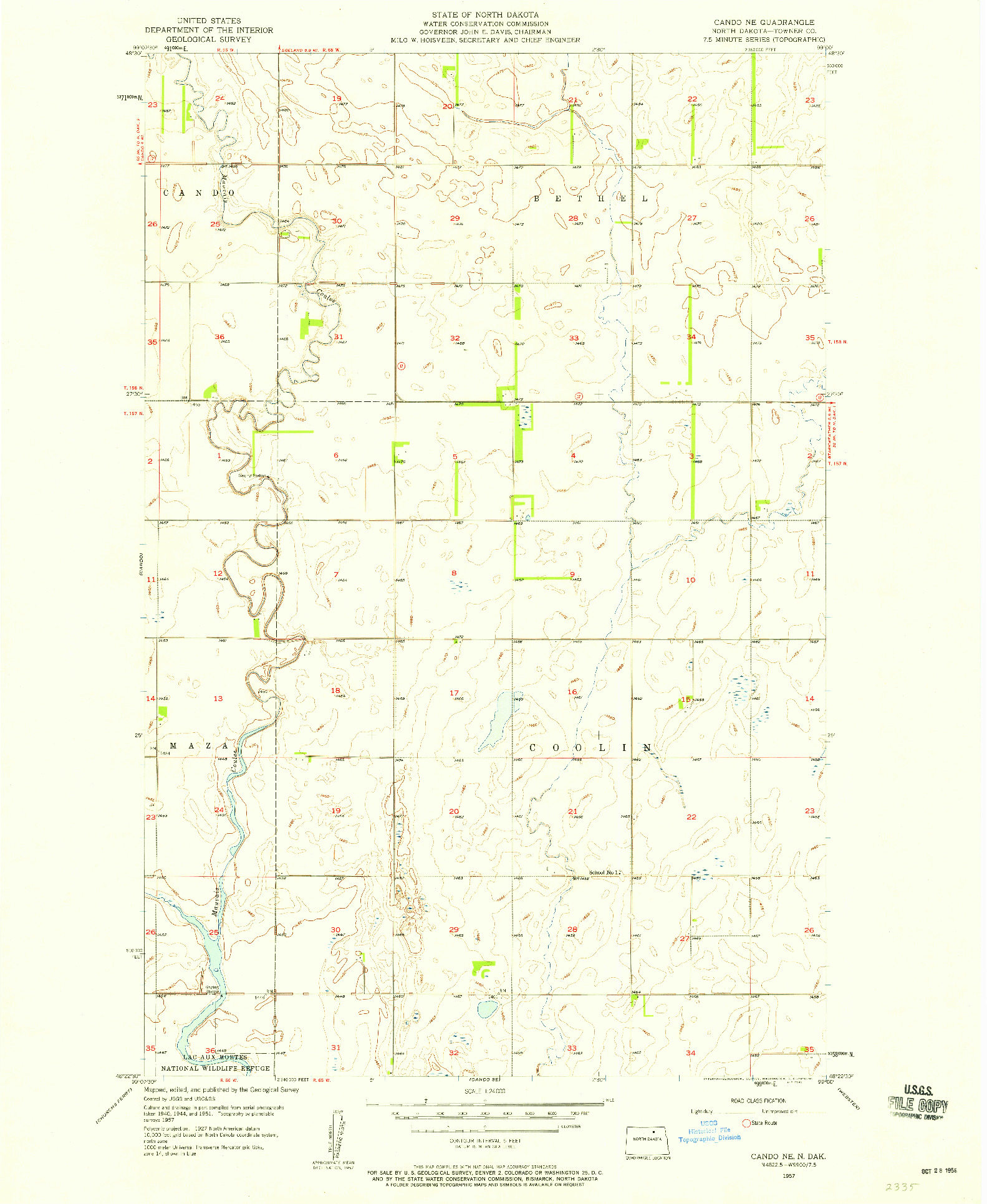 USGS 1:24000-SCALE QUADRANGLE FOR CANDO NE, ND 1957