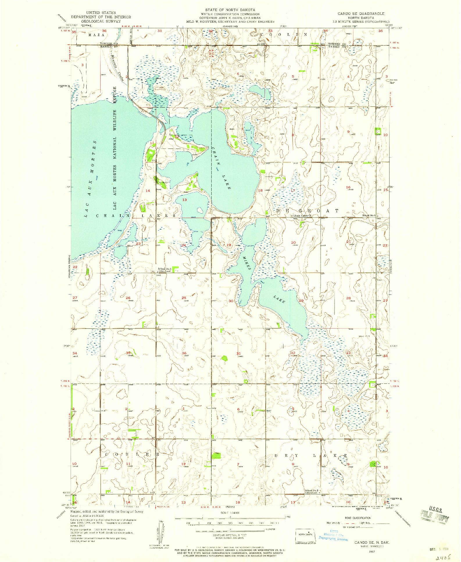 USGS 1:24000-SCALE QUADRANGLE FOR CANDO SE, ND 1957