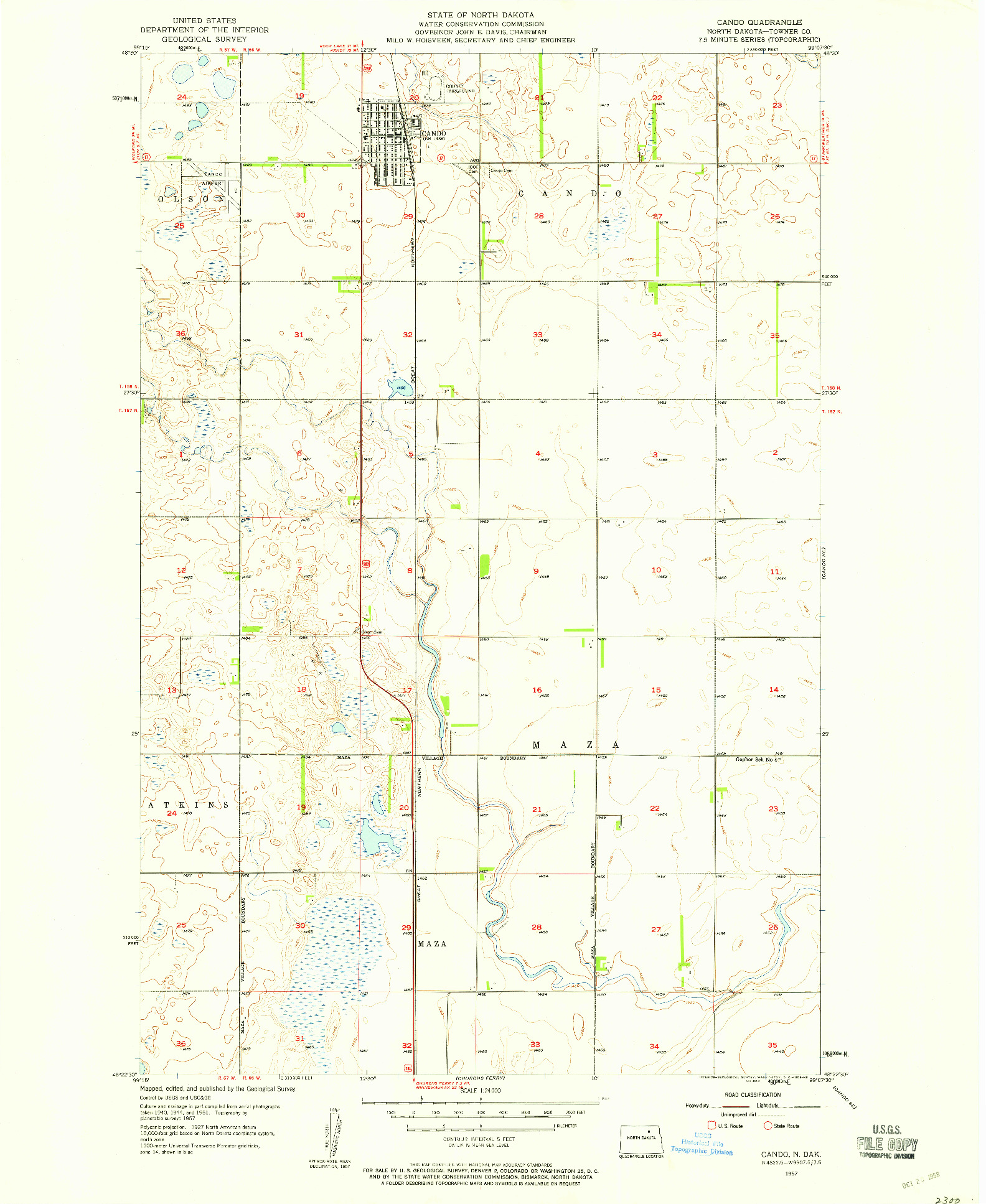 USGS 1:24000-SCALE QUADRANGLE FOR CANDO, ND 1957