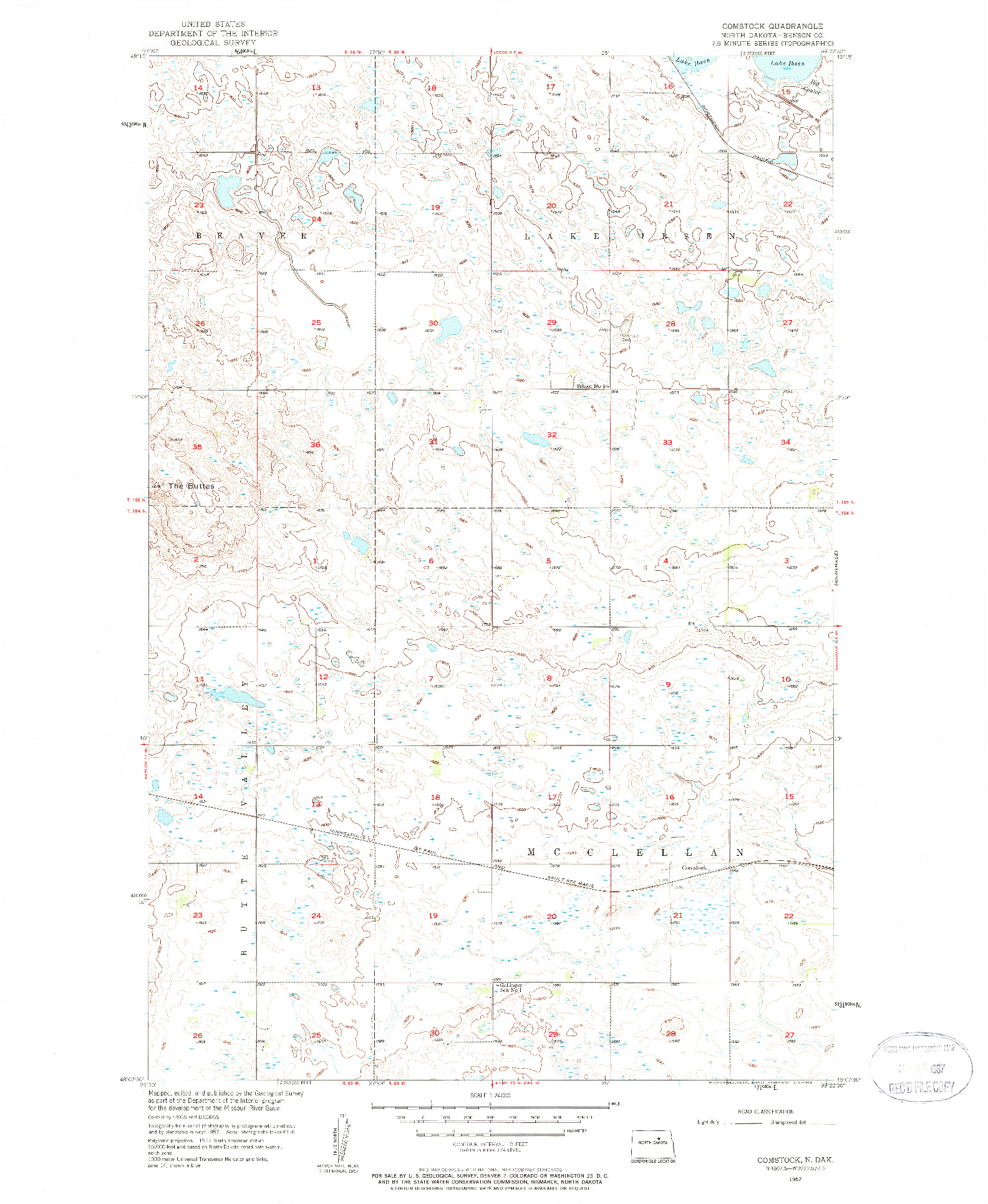 USGS 1:24000-SCALE QUADRANGLE FOR COMSTOCK, ND 1957