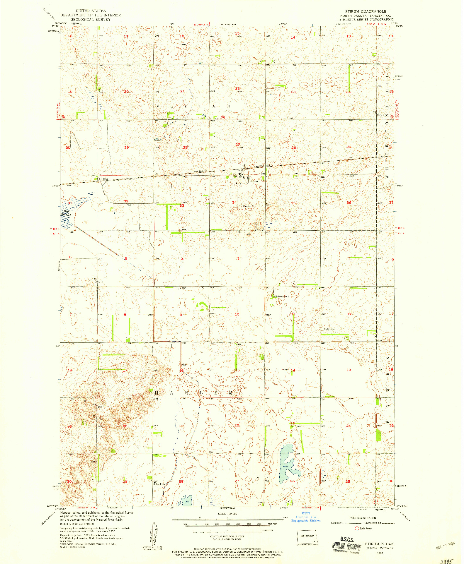 USGS 1:24000-SCALE QUADRANGLE FOR STIRUM, ND 1957