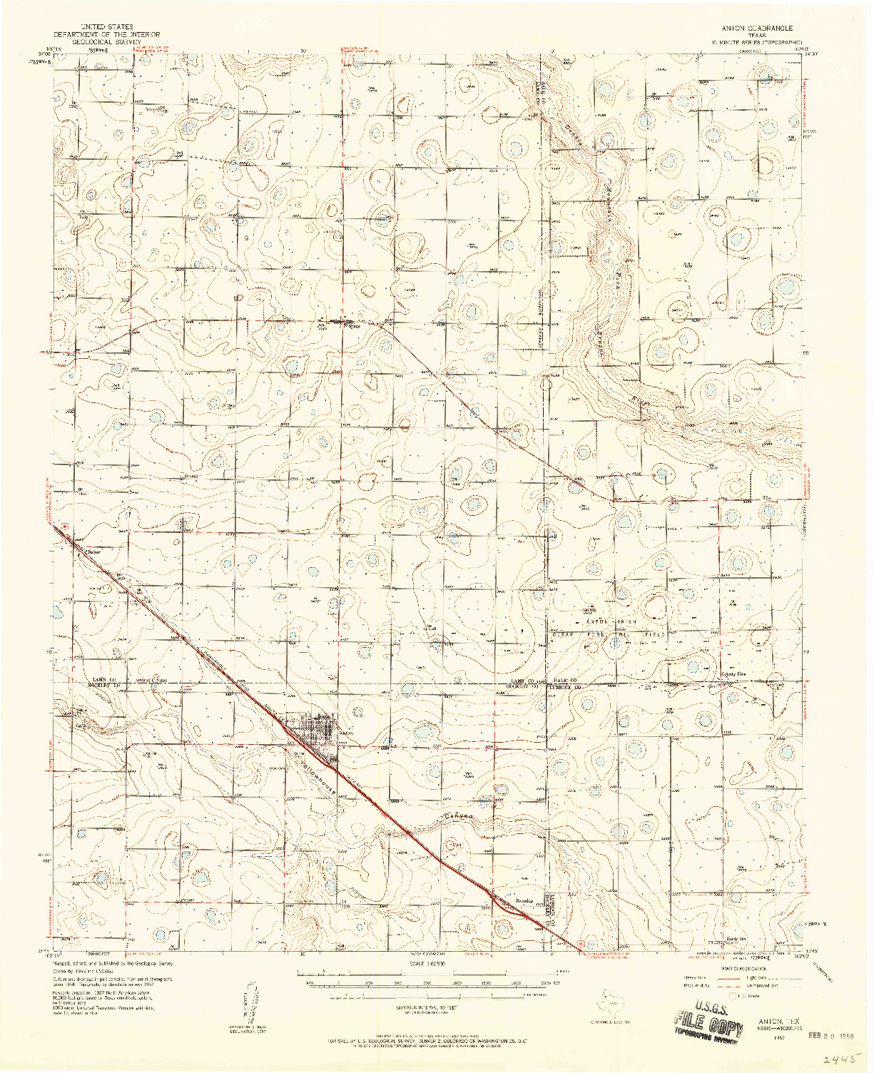 USGS 1:62500-SCALE QUADRANGLE FOR ANTON, TX 1957