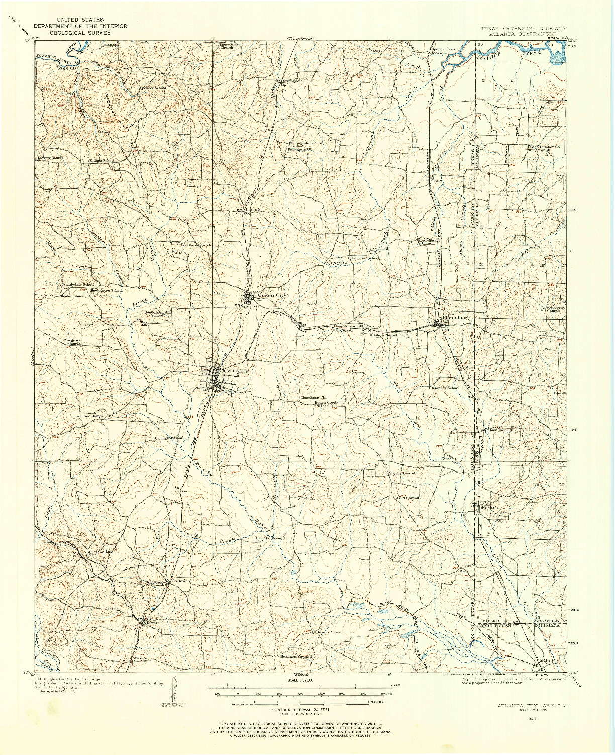 USGS 1:62500-SCALE QUADRANGLE FOR ATLANTA, TX 1907