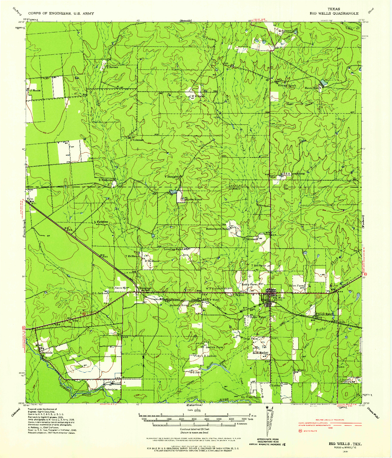 USGS 1:62500-SCALE QUADRANGLE FOR BIG WELLS, TX 1939