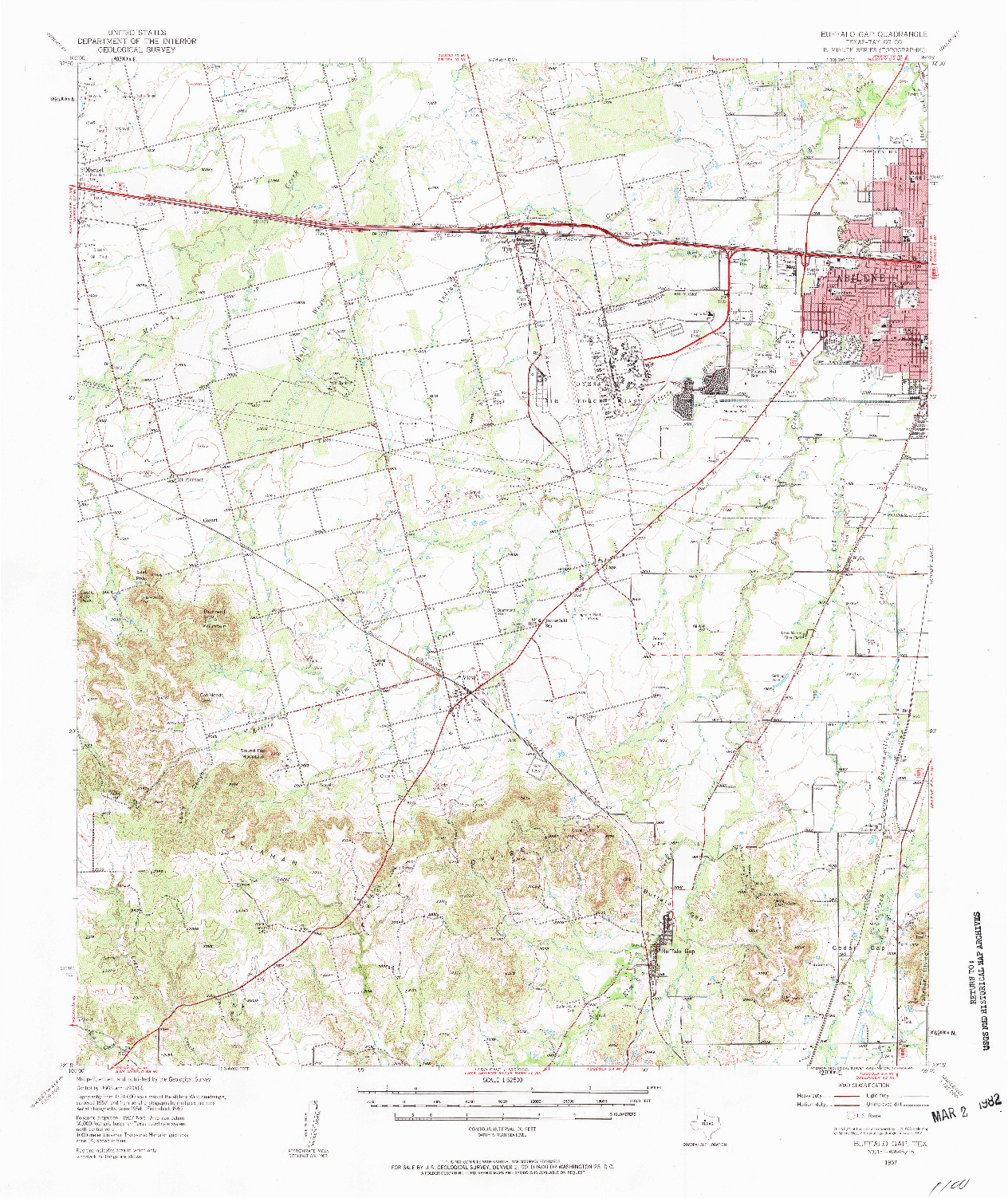 USGS 1:62500-SCALE QUADRANGLE FOR BUFFALO GAP, TX 1957
