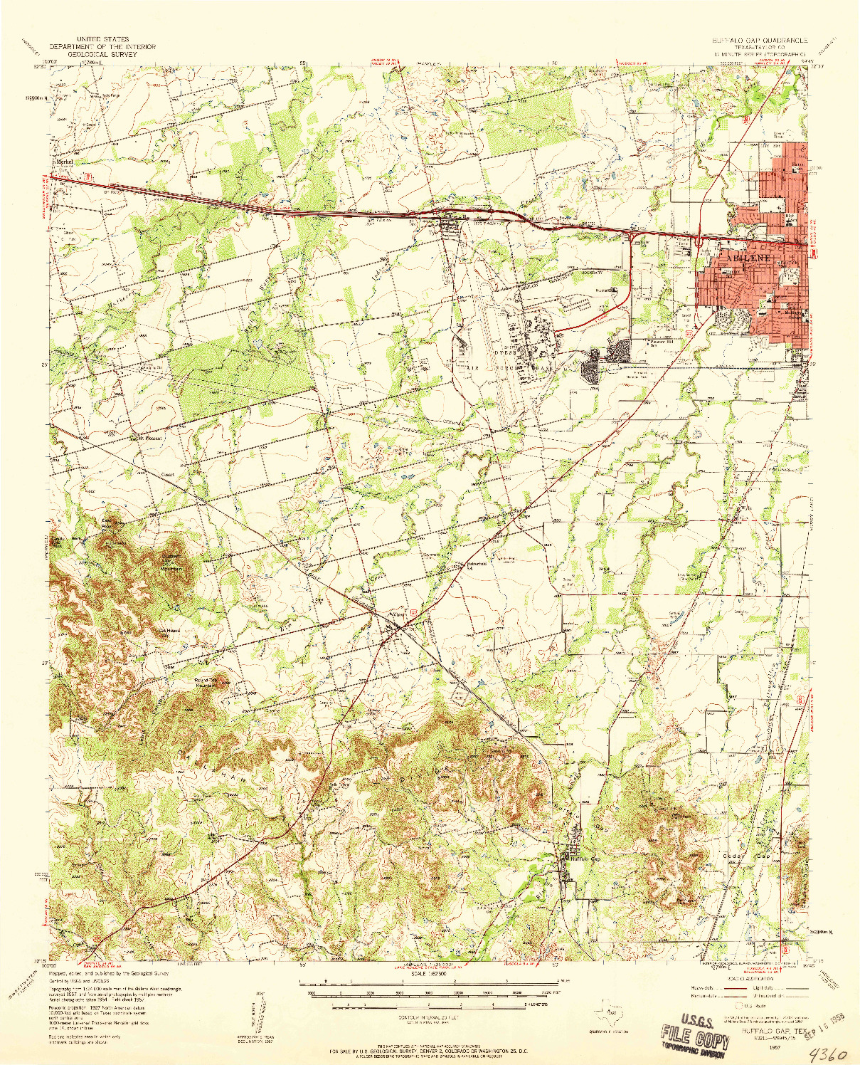 USGS 1:62500-SCALE QUADRANGLE FOR BUFFALO GAP, TX 1957