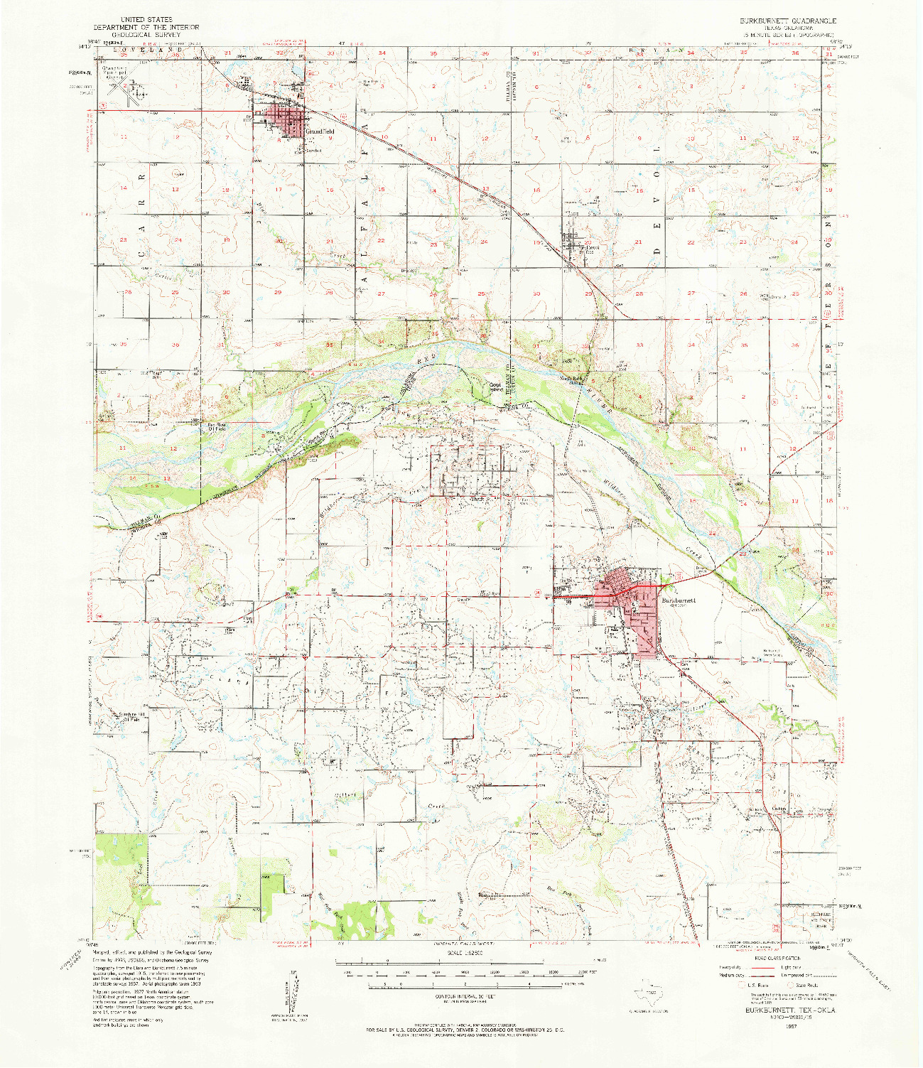 USGS 1:62500-SCALE QUADRANGLE FOR BURKBURNETT, TX 1957