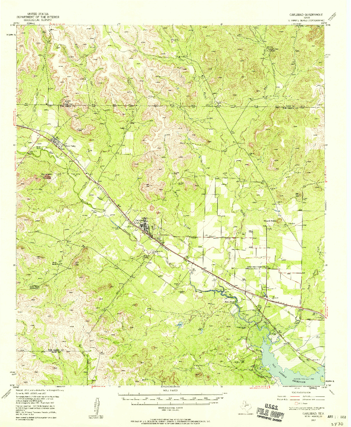 USGS 1:62500-SCALE QUADRANGLE FOR CARLSBAD, TX 1957