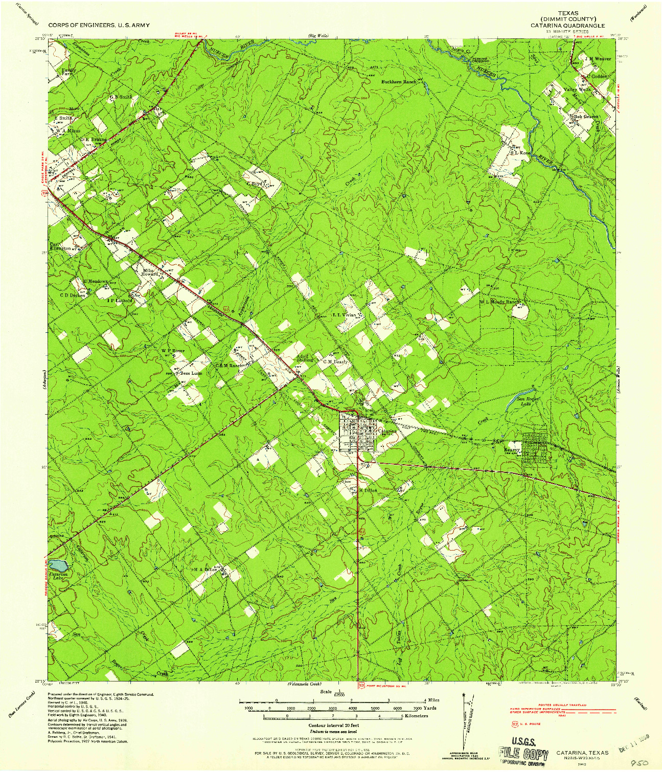 USGS 1:62500-SCALE QUADRANGLE FOR CATARINA, TX 1940