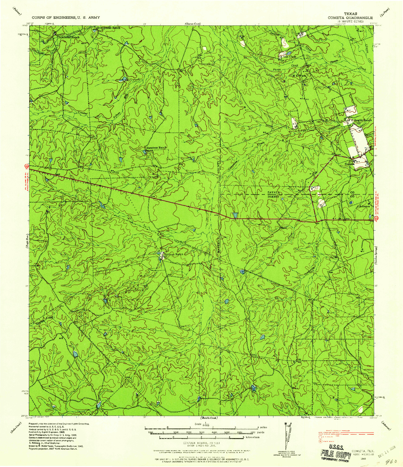 USGS 1:62500-SCALE QUADRANGLE FOR COMETA, TX 1940