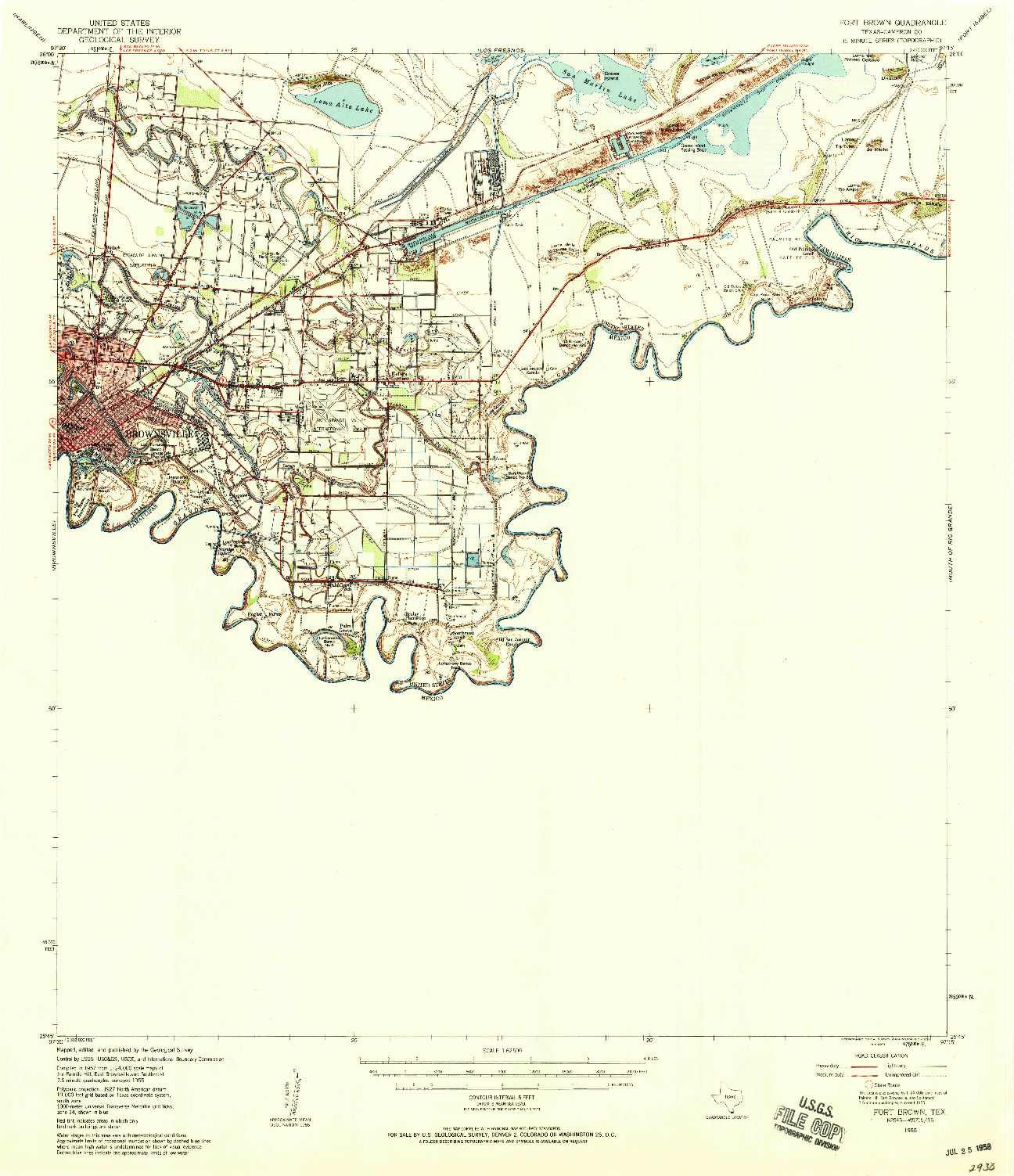 USGS 1:62500-SCALE QUADRANGLE FOR FORT BROWN, TX 1955